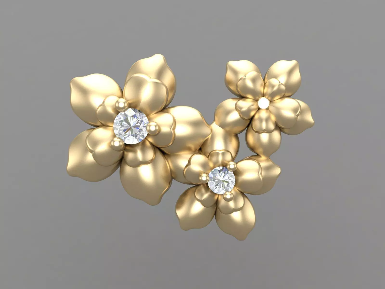 Flower Cluster Diamond Stud Earrings Design Model for Printing 3D print model_3