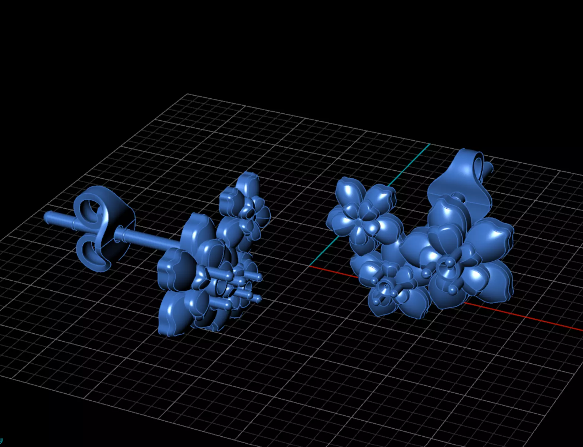 Flower Cluster Diamond Stud Earrings Design Model for Printing 3D print model_10