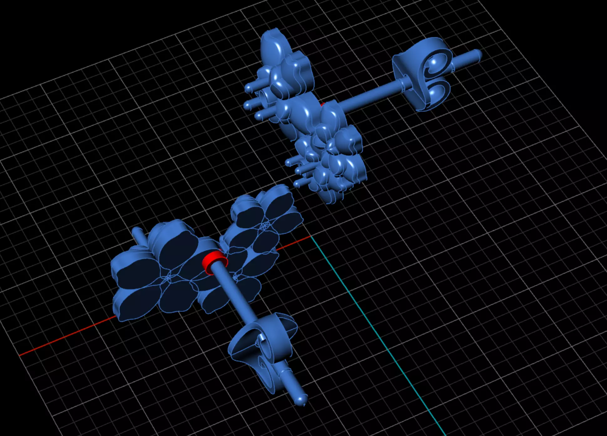 Flower Cluster Diamond Stud Earrings Design Model for Printing 3D print model_9