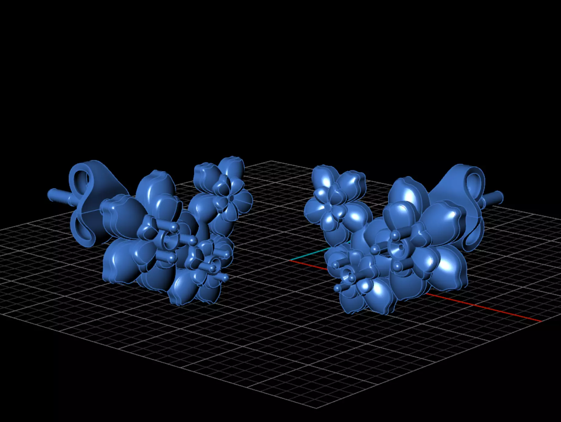 Flower Cluster Diamond Stud Earrings Design Model for Printing 3D print model_7