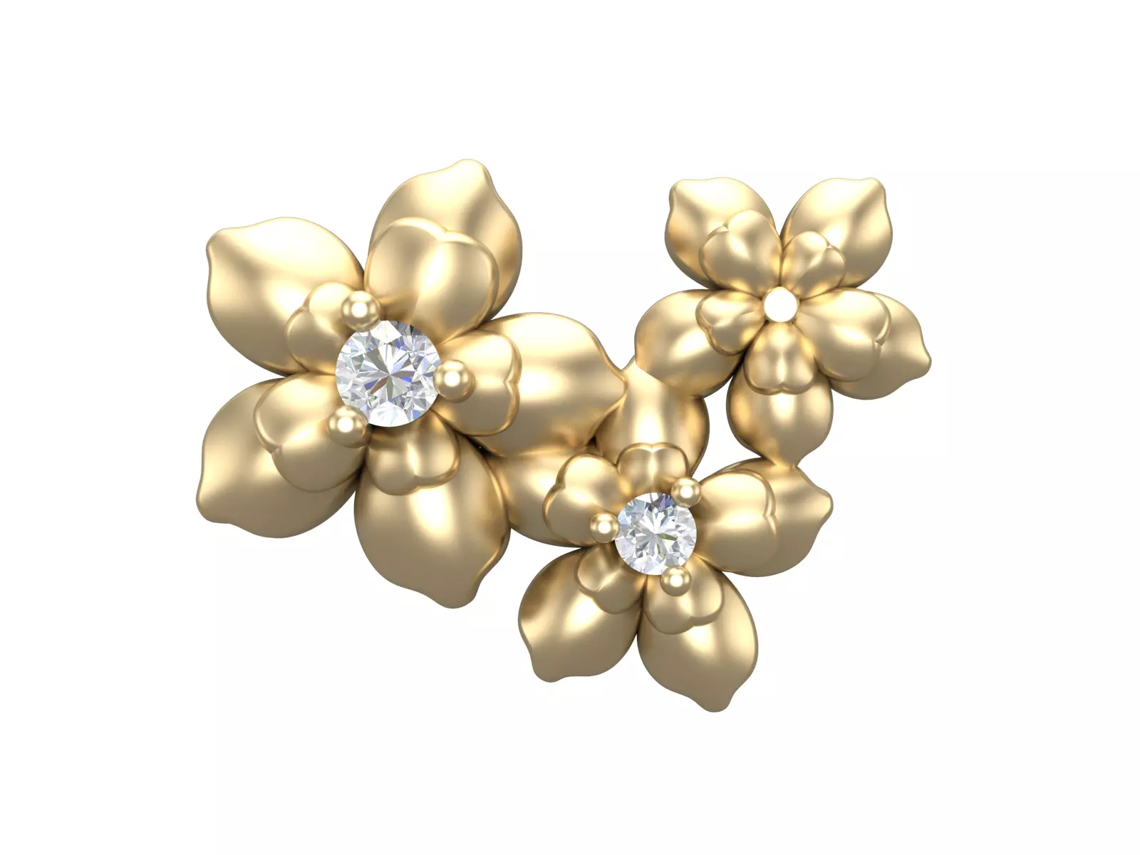 Flower Cluster Diamond Stud Earrings Design Model for Printing 3D print model_14