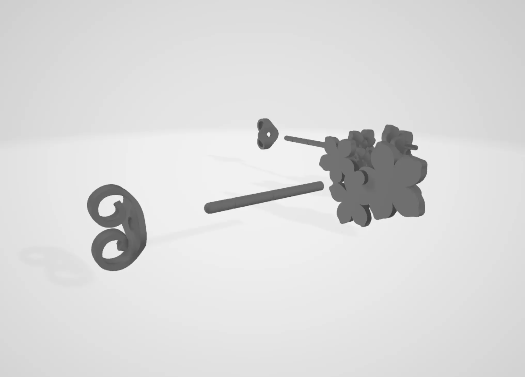 Flower Cluster Diamond Stud Earrings Design Model for Printing 3D print model_13