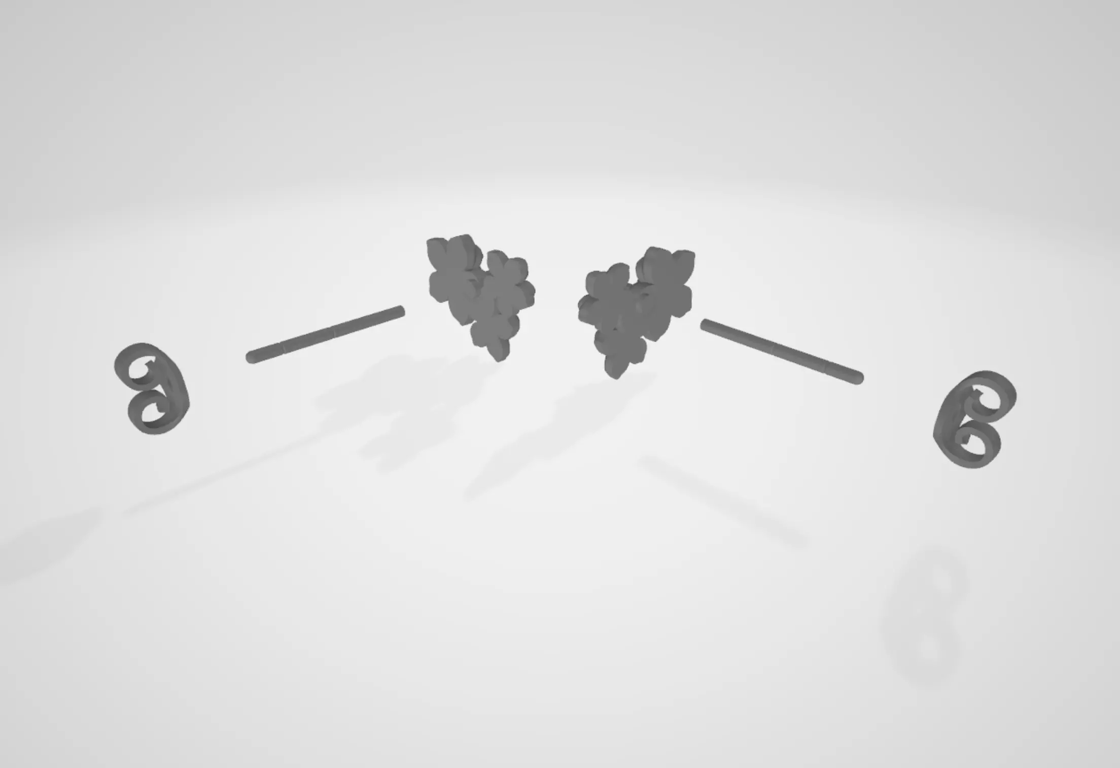 Flower Cluster Diamond Stud Earrings Design Model for Printing 3D print model_15