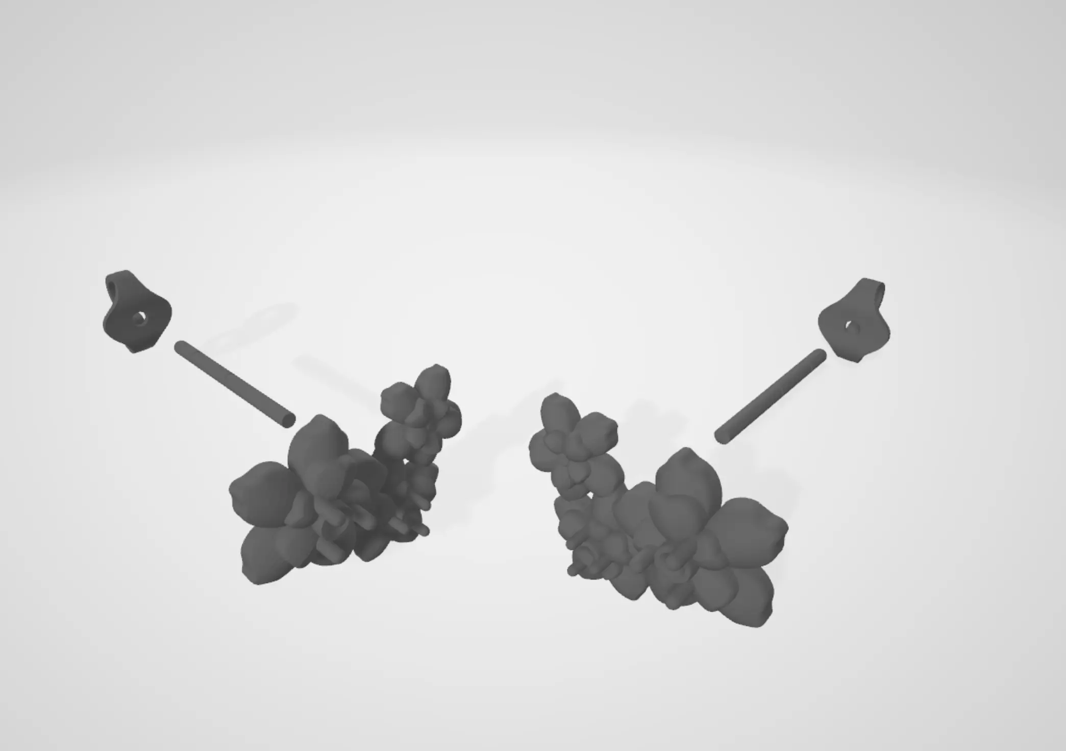 Flower Cluster Diamond Stud Earrings Design Model for Printing 3D print model_17