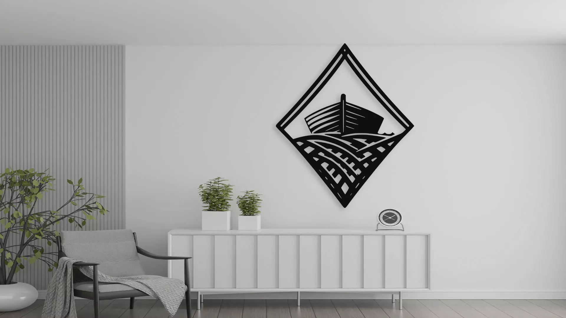 Nautical Diamond Boat Wall Art 3D model_1