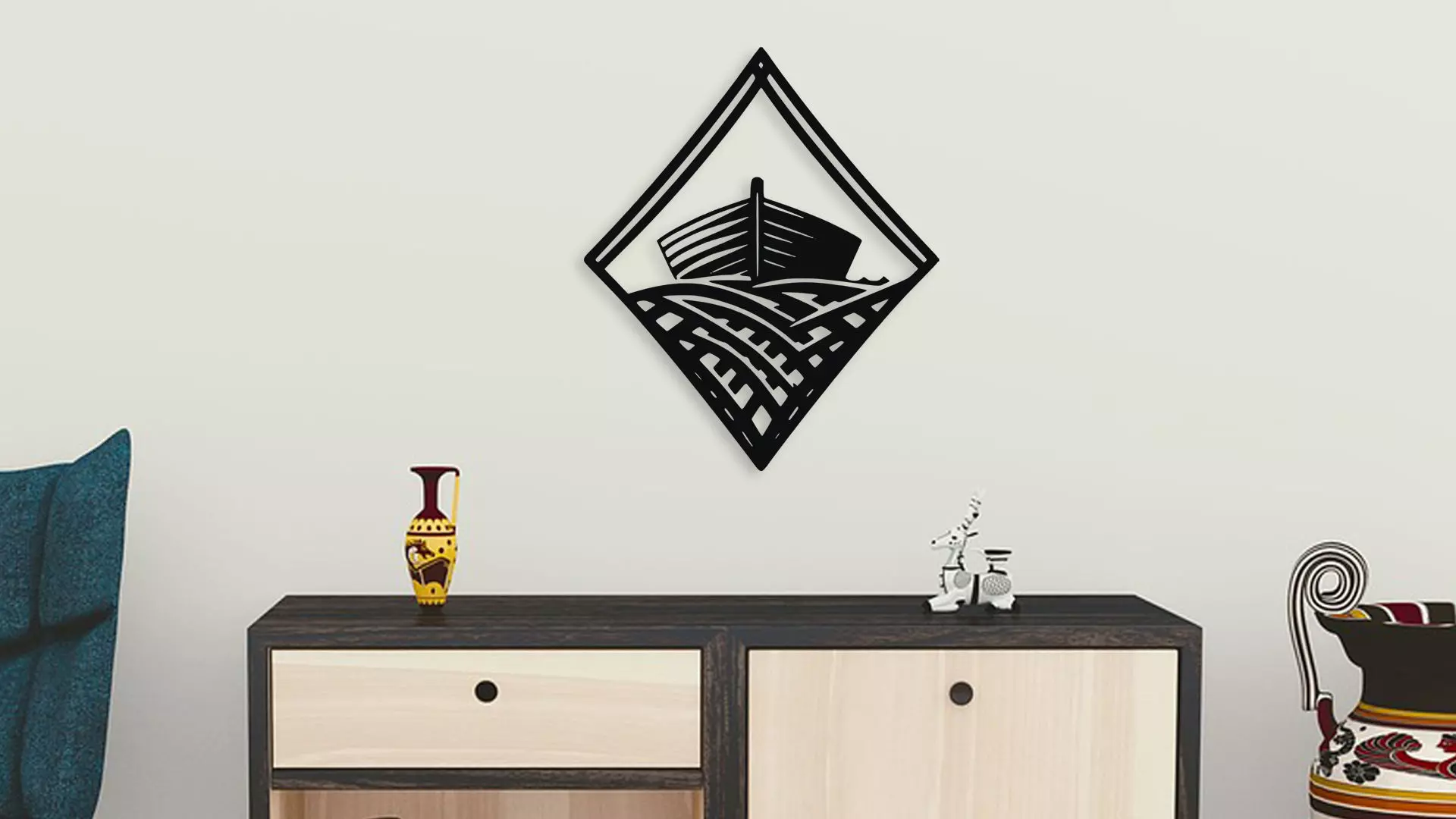 Nautical Diamond Boat Wall Art 3D model_3