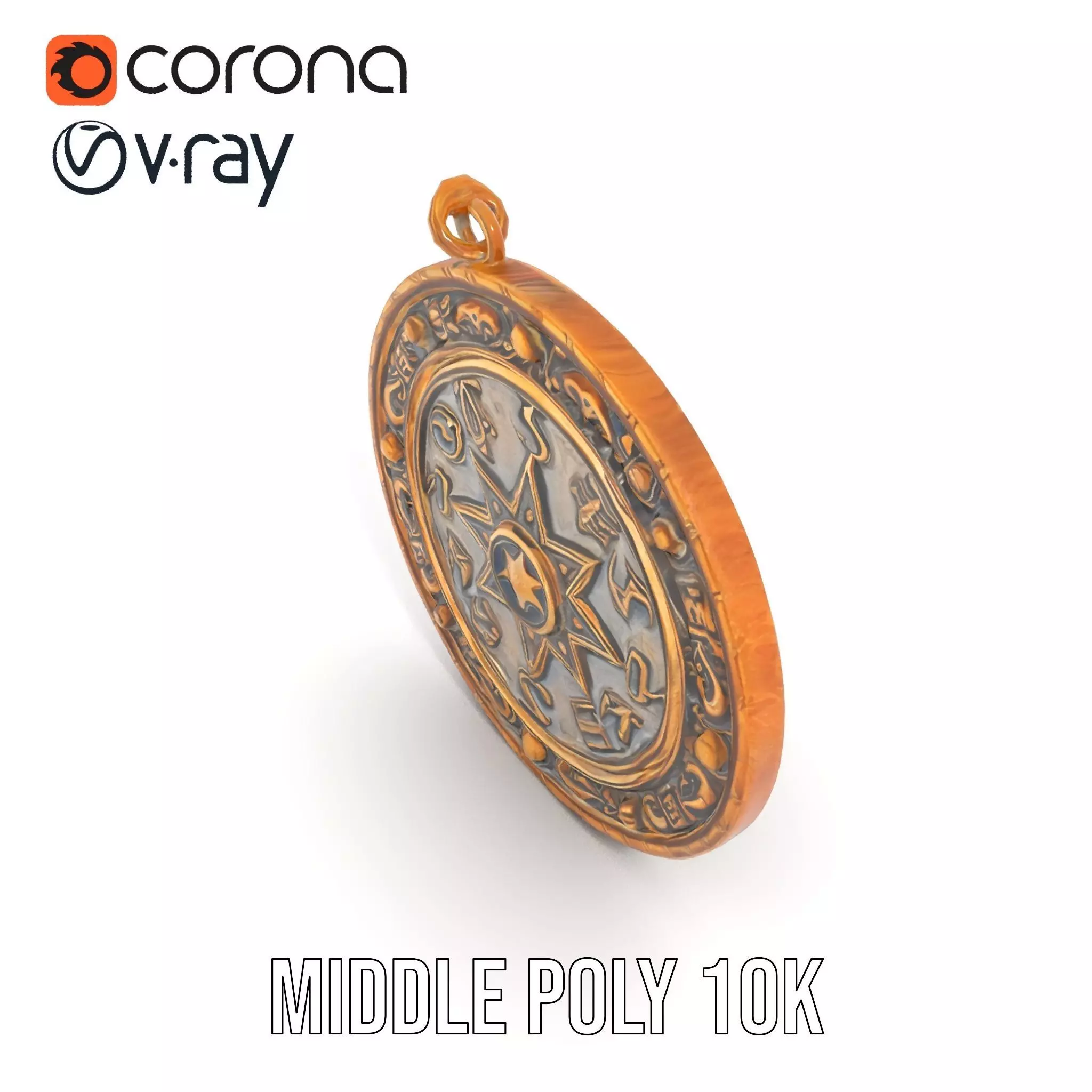 Antique Bronze Amulet model pack Low-poly 3D model_11