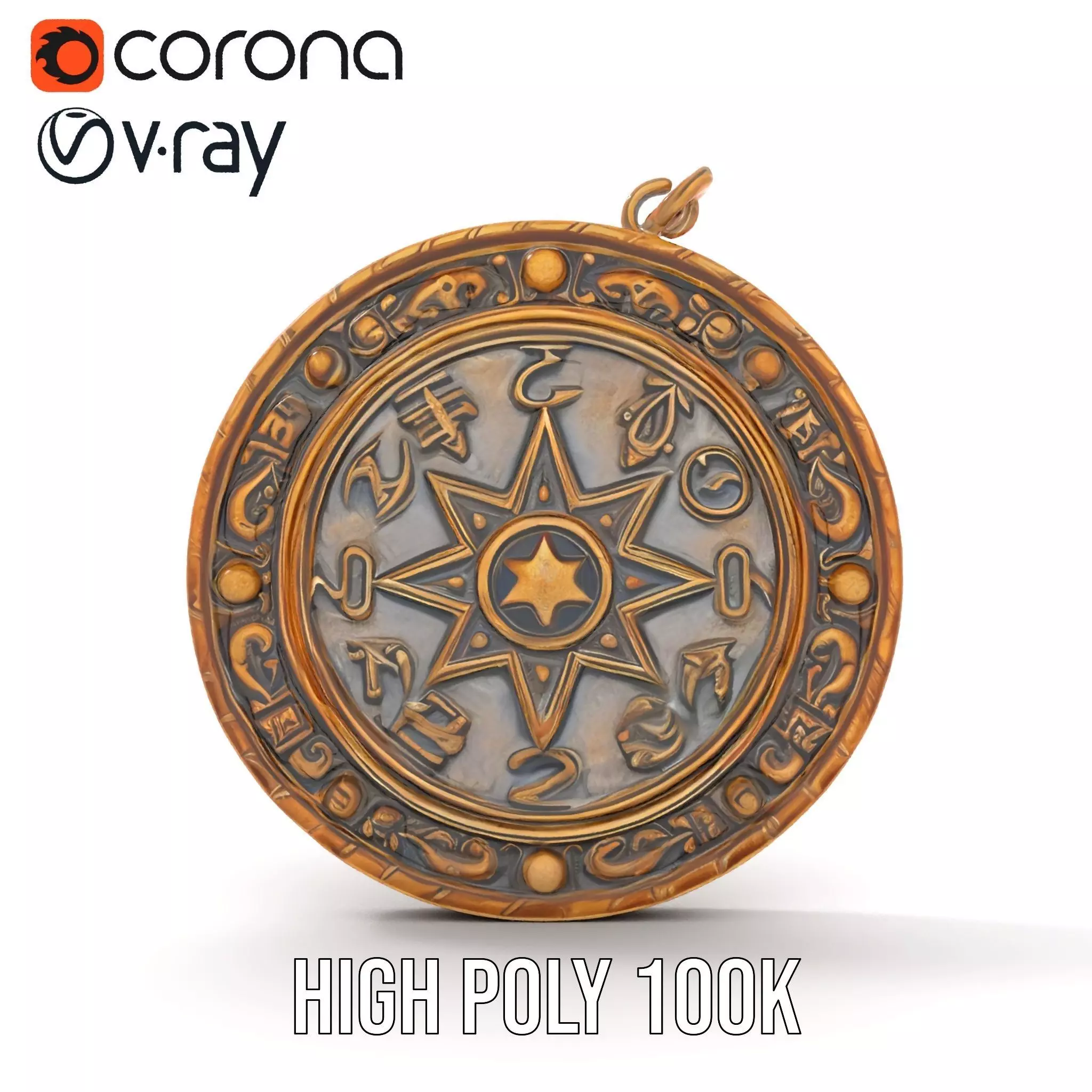 Antique Bronze Amulet model pack Low-poly 3D model_16