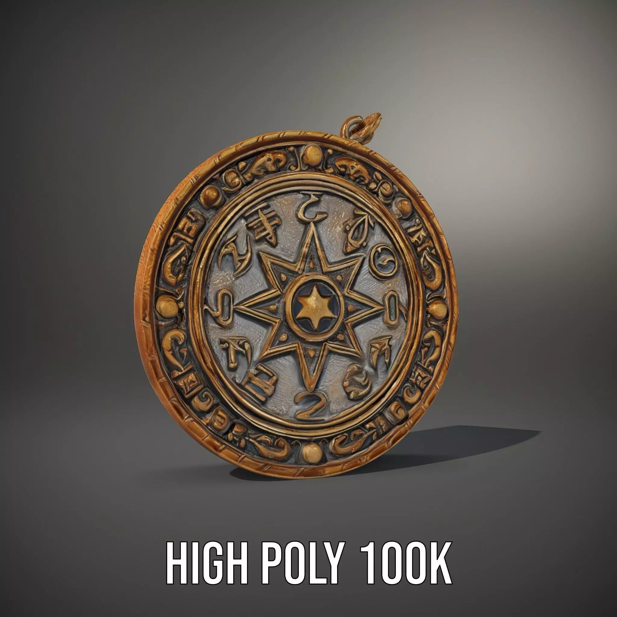 Antique Bronze Amulet model pack Low-poly 3D model_13