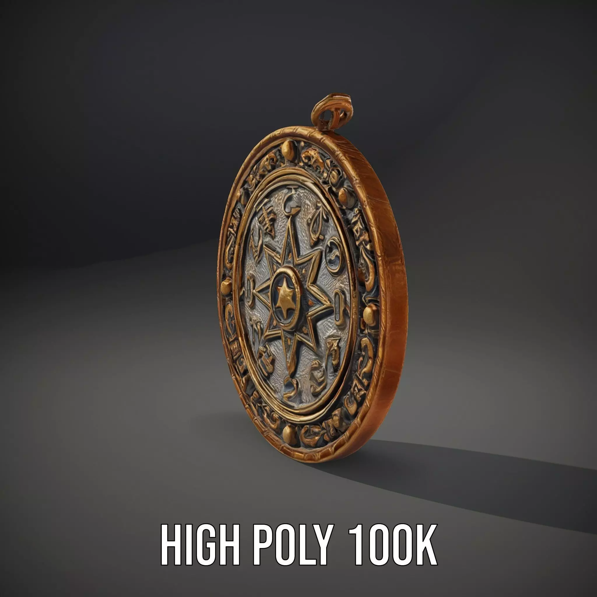 Antique Bronze Amulet model pack Low-poly 3D model_19