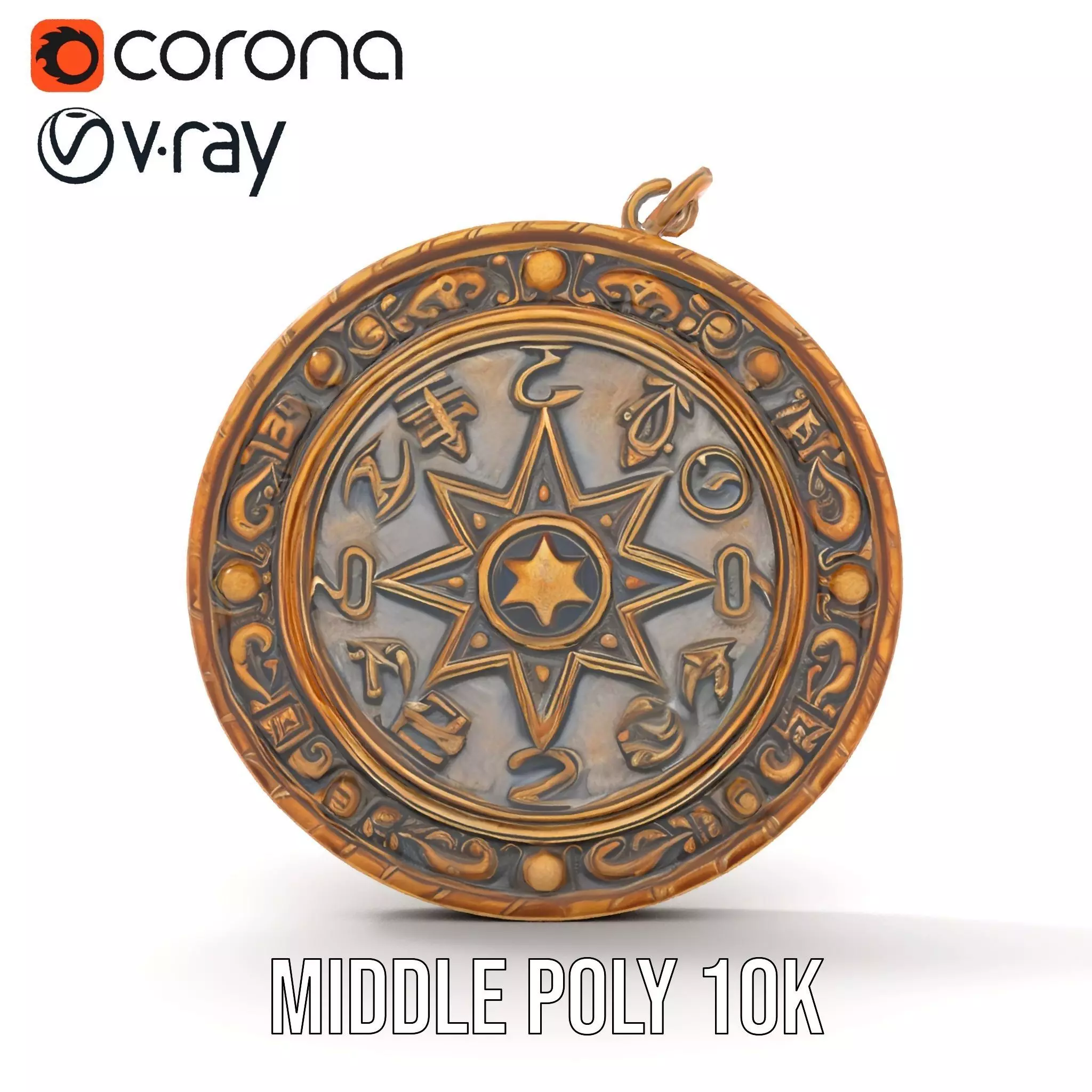 Antique Bronze Amulet model pack Low-poly 3D model_6
