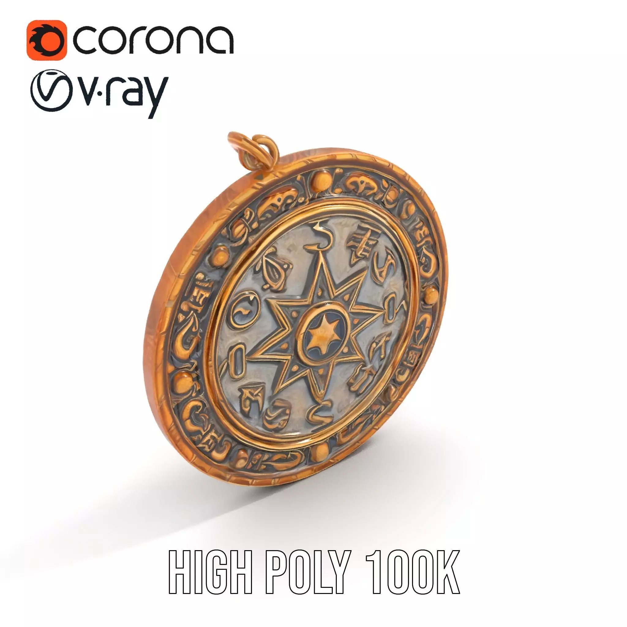 Antique Bronze Amulet model pack Low-poly 3D model_25