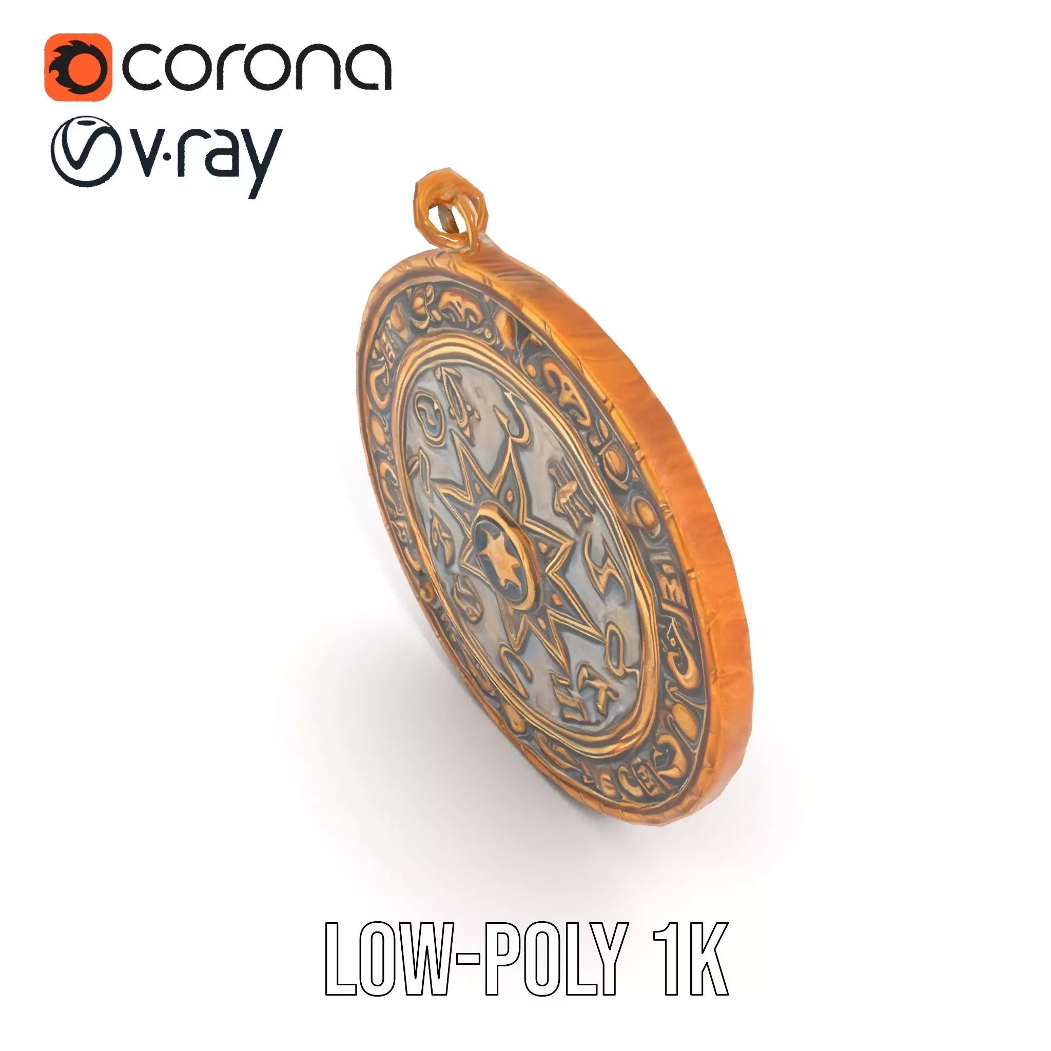 Antique Bronze Amulet model pack Low-poly 3D model_21