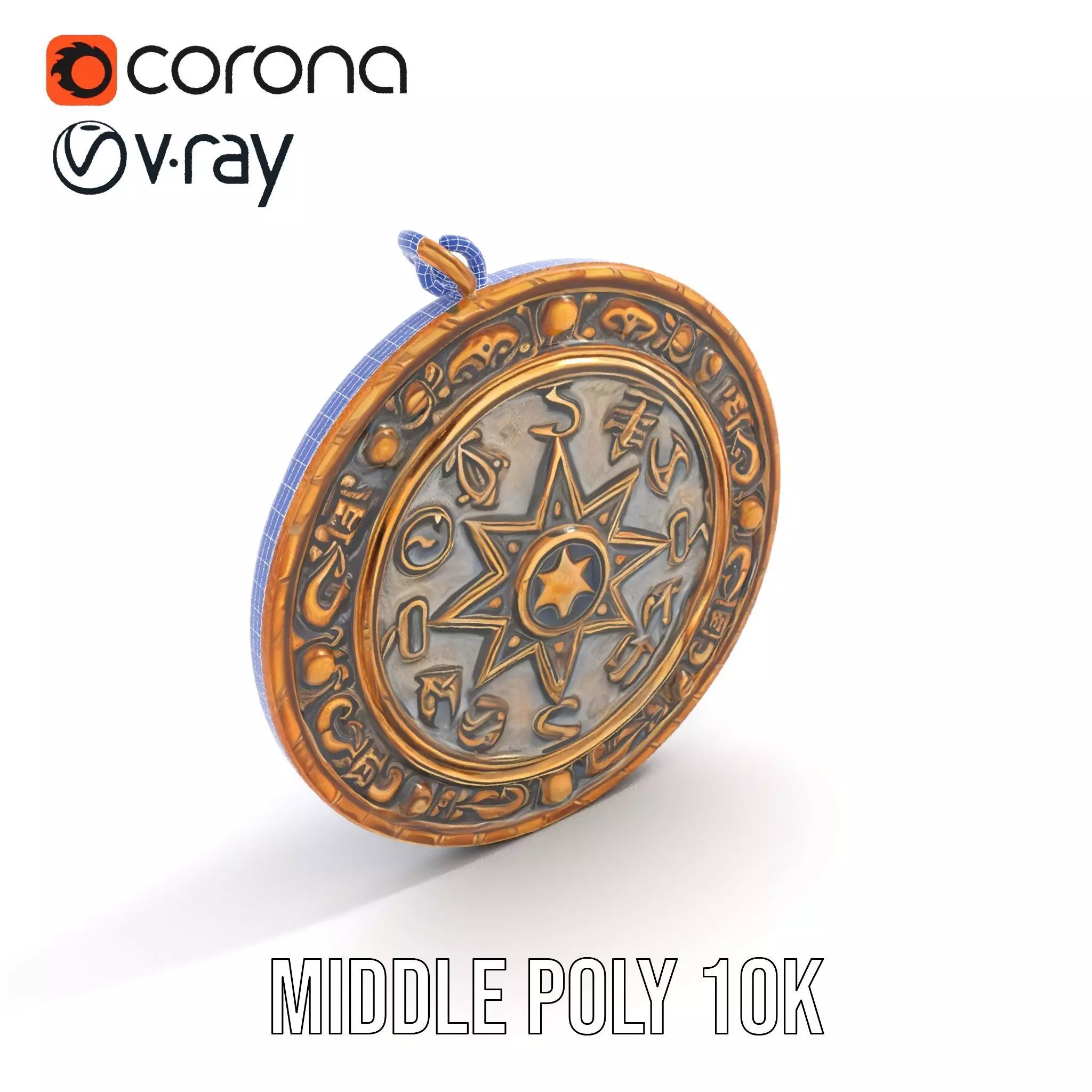 Antique Bronze Amulet model pack Low-poly 3D model_7
