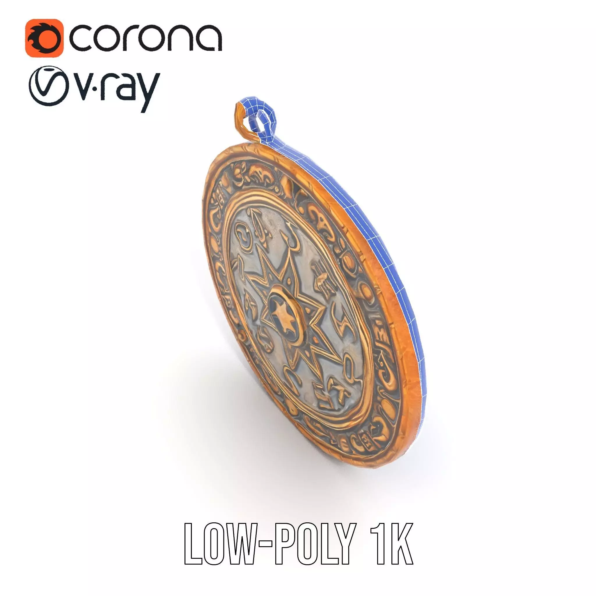 Antique Bronze Amulet model pack Low-poly 3D model_29