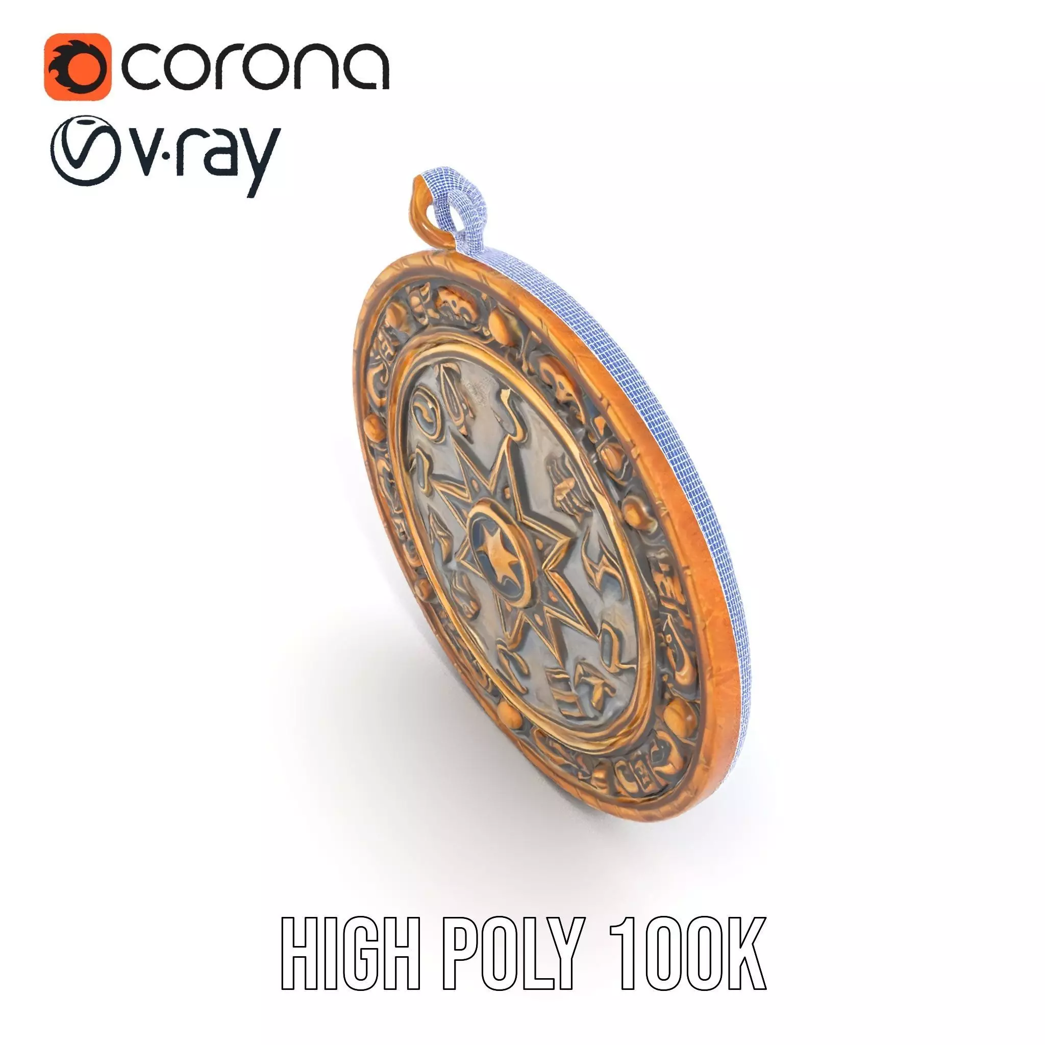 Antique Bronze Amulet model pack Low-poly 3D model_32