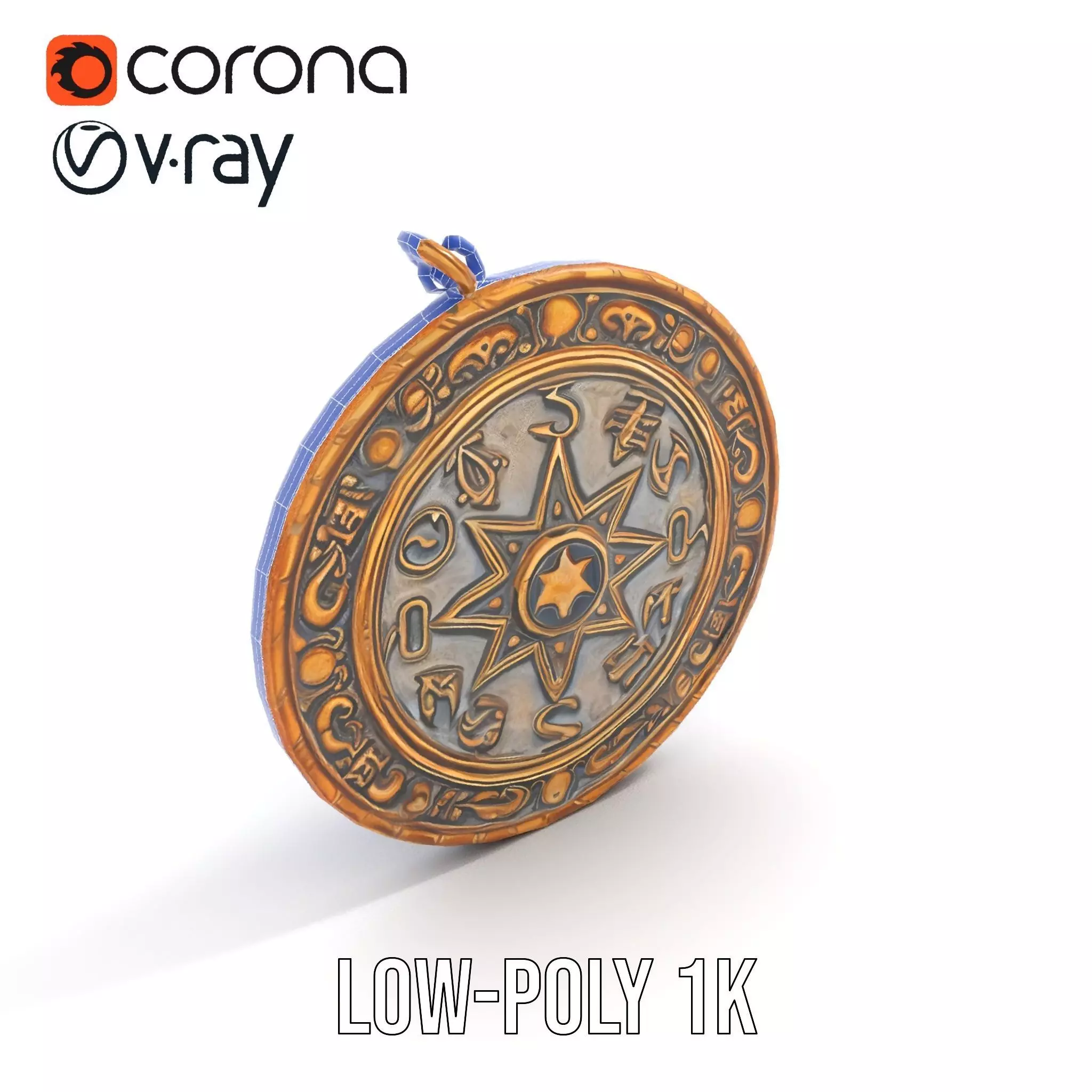 Antique Bronze Amulet model pack Low-poly 3D model_15