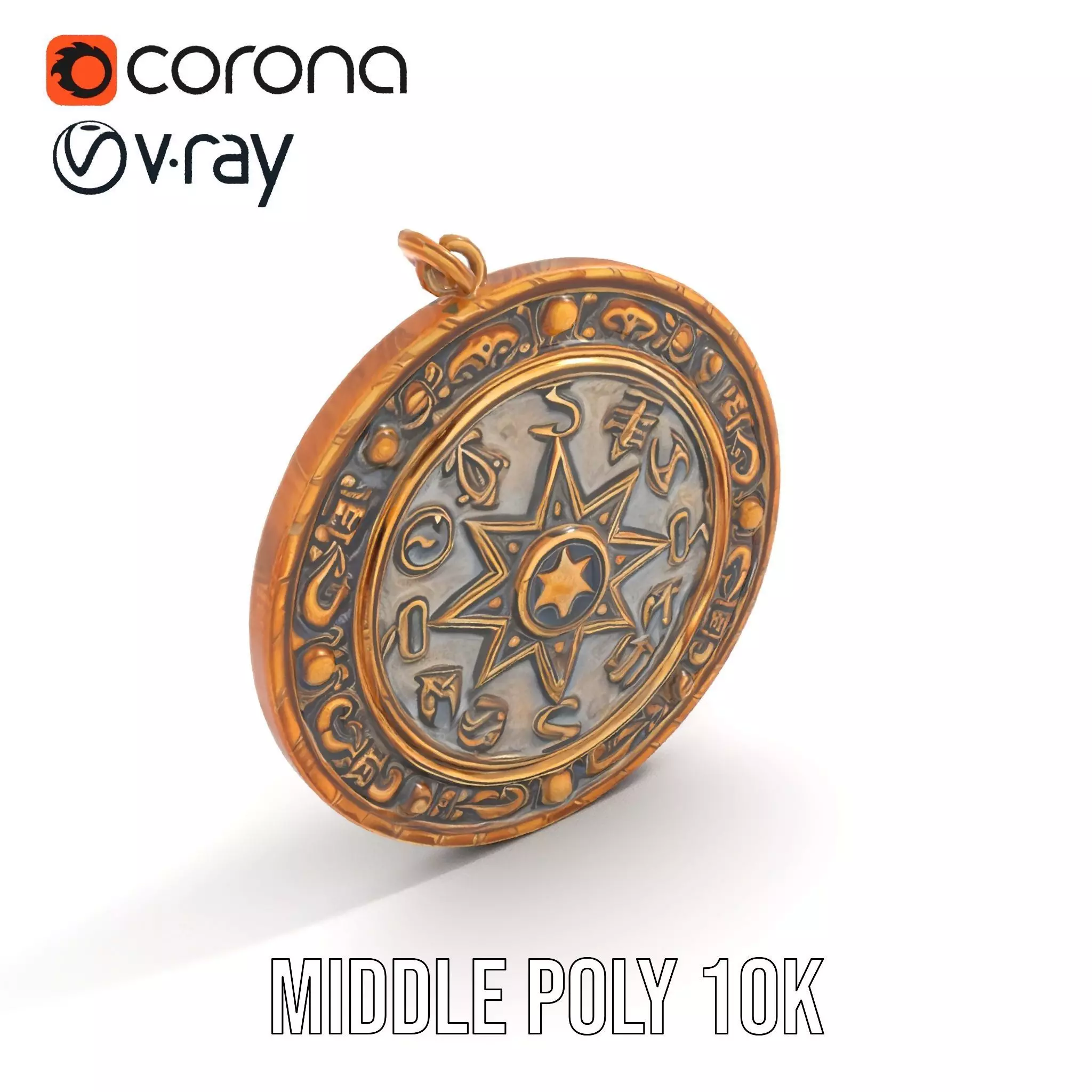 Antique Bronze Amulet model pack Low-poly 3D model_17