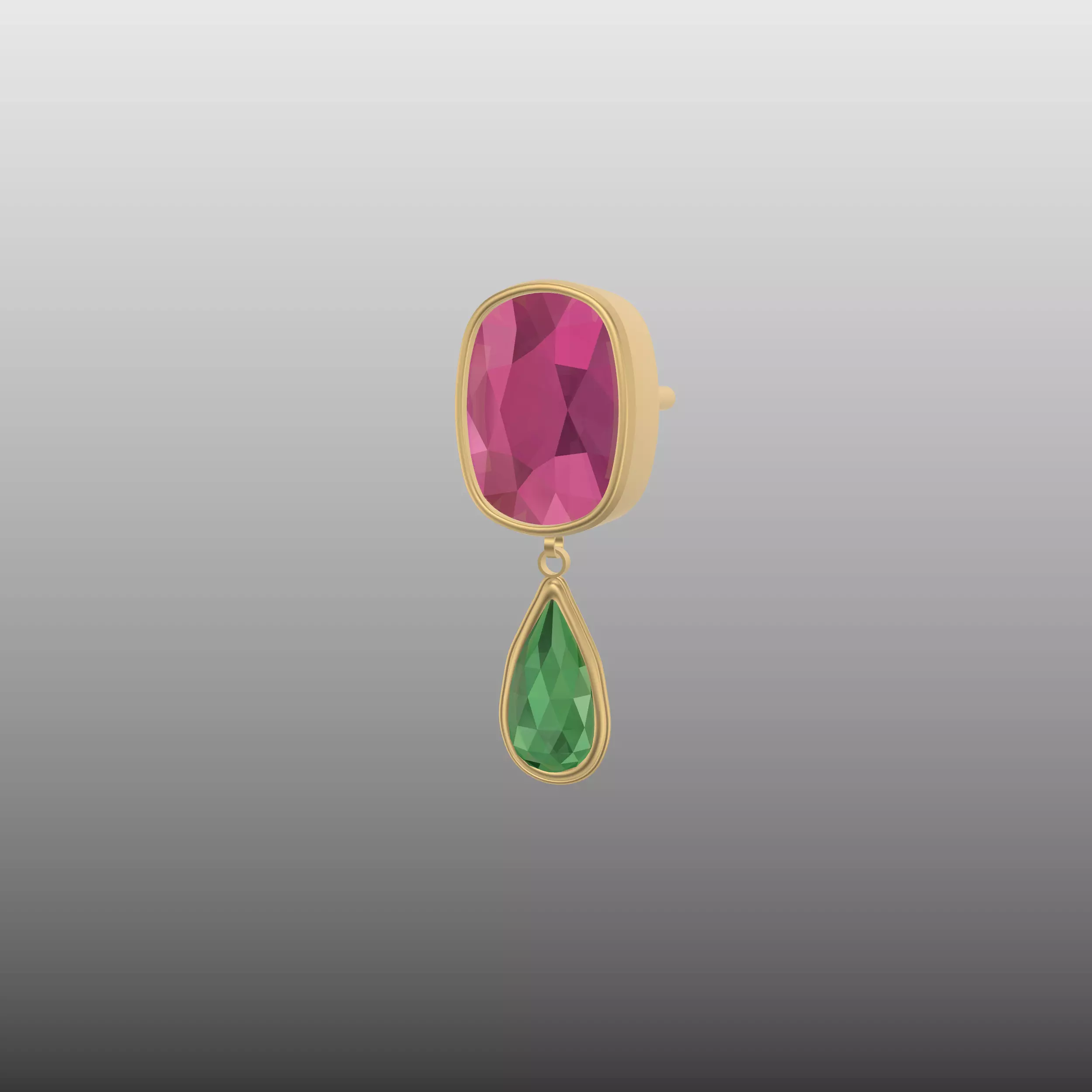 Cushion Cut Drop Earrings 3D print model_8