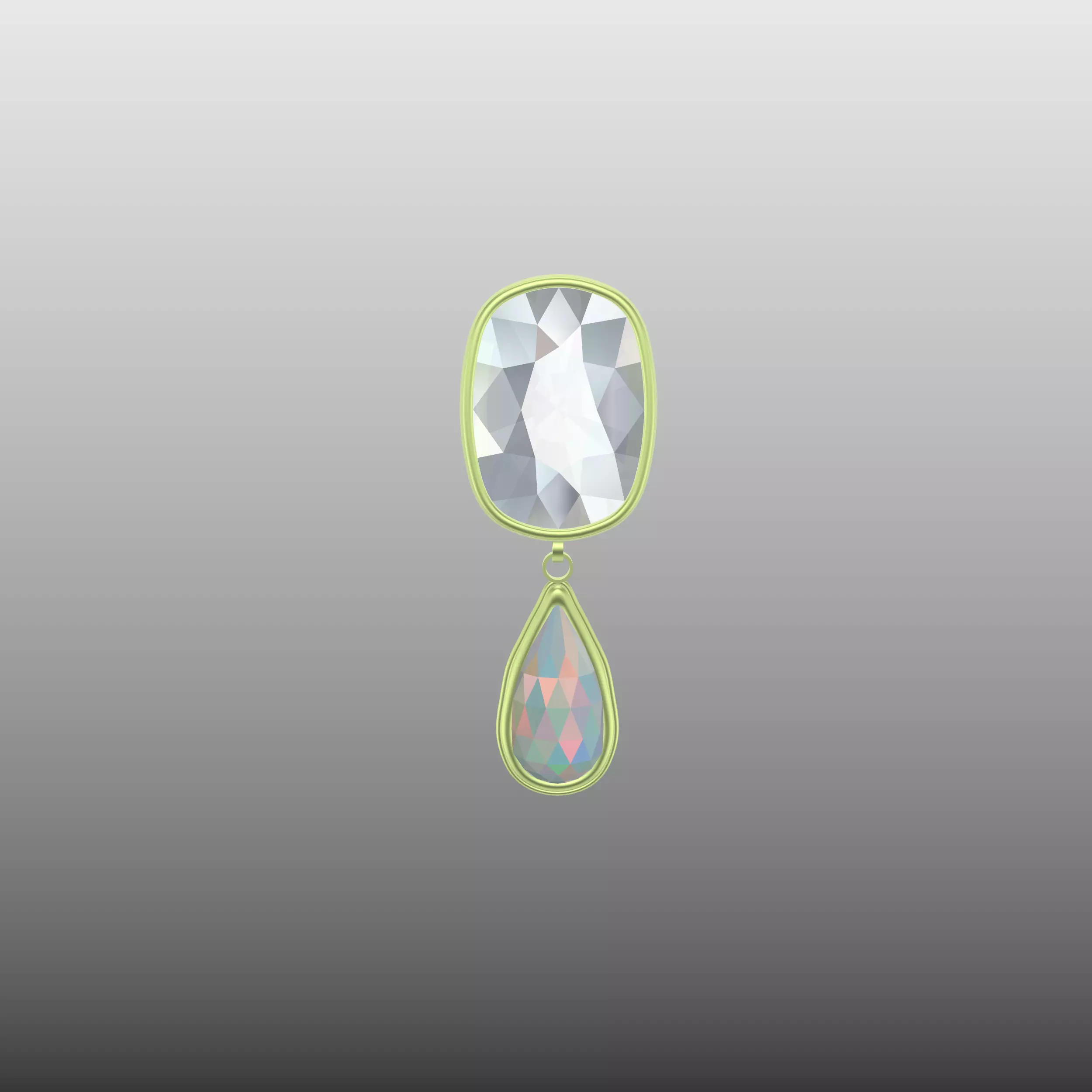 Cushion Cut Drop Earrings 3D print model_2