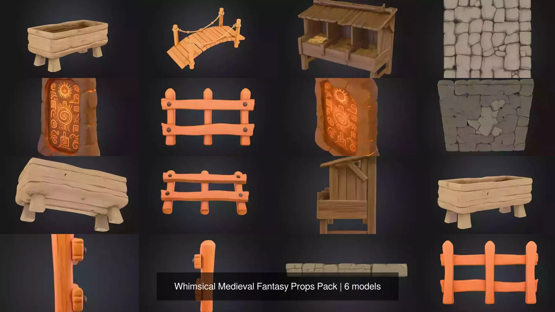 Whimsical Medieval Fantasy Props Pack 3D Model Collection_0