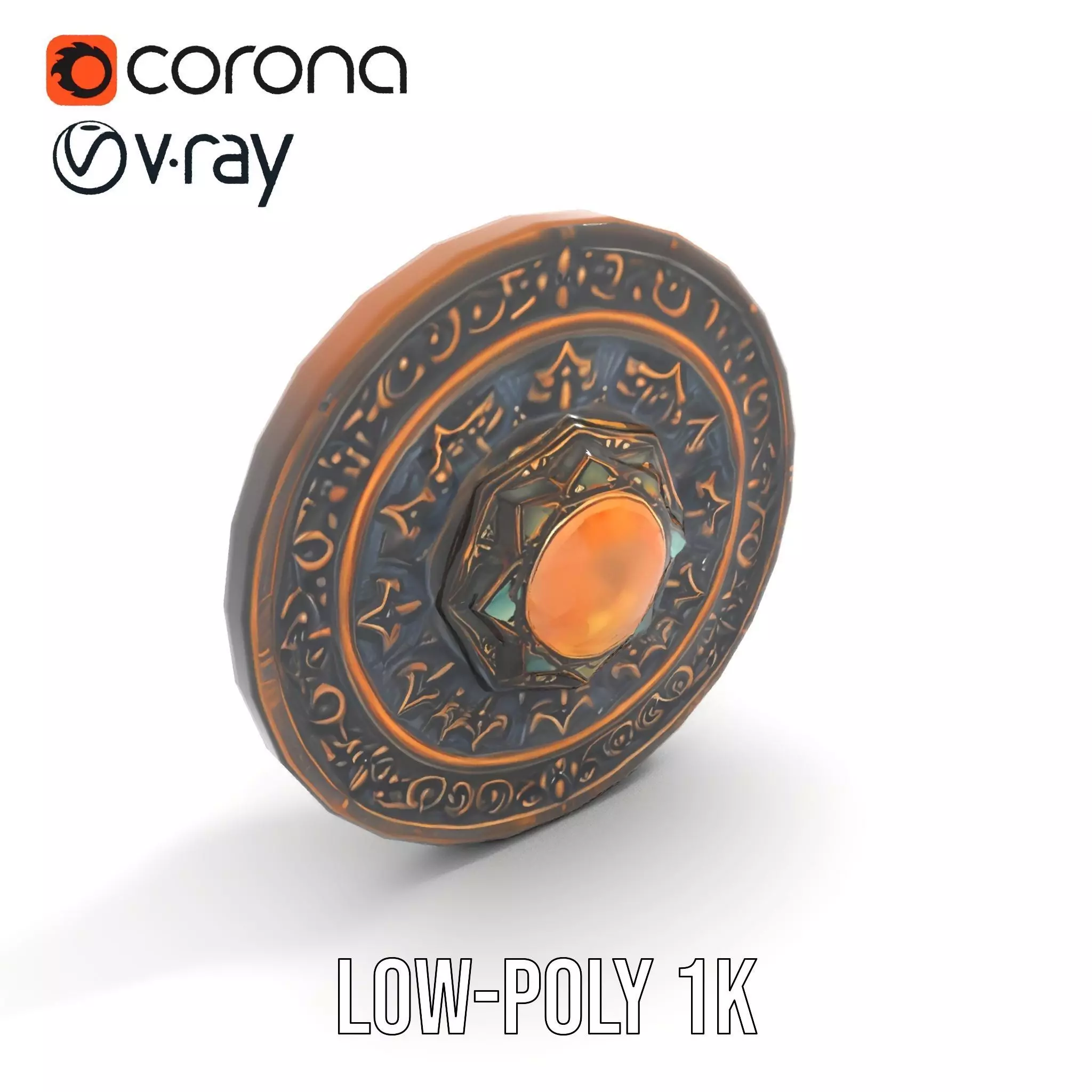 Ornate Bronze Medallion model pack Low-poly 3D model_23