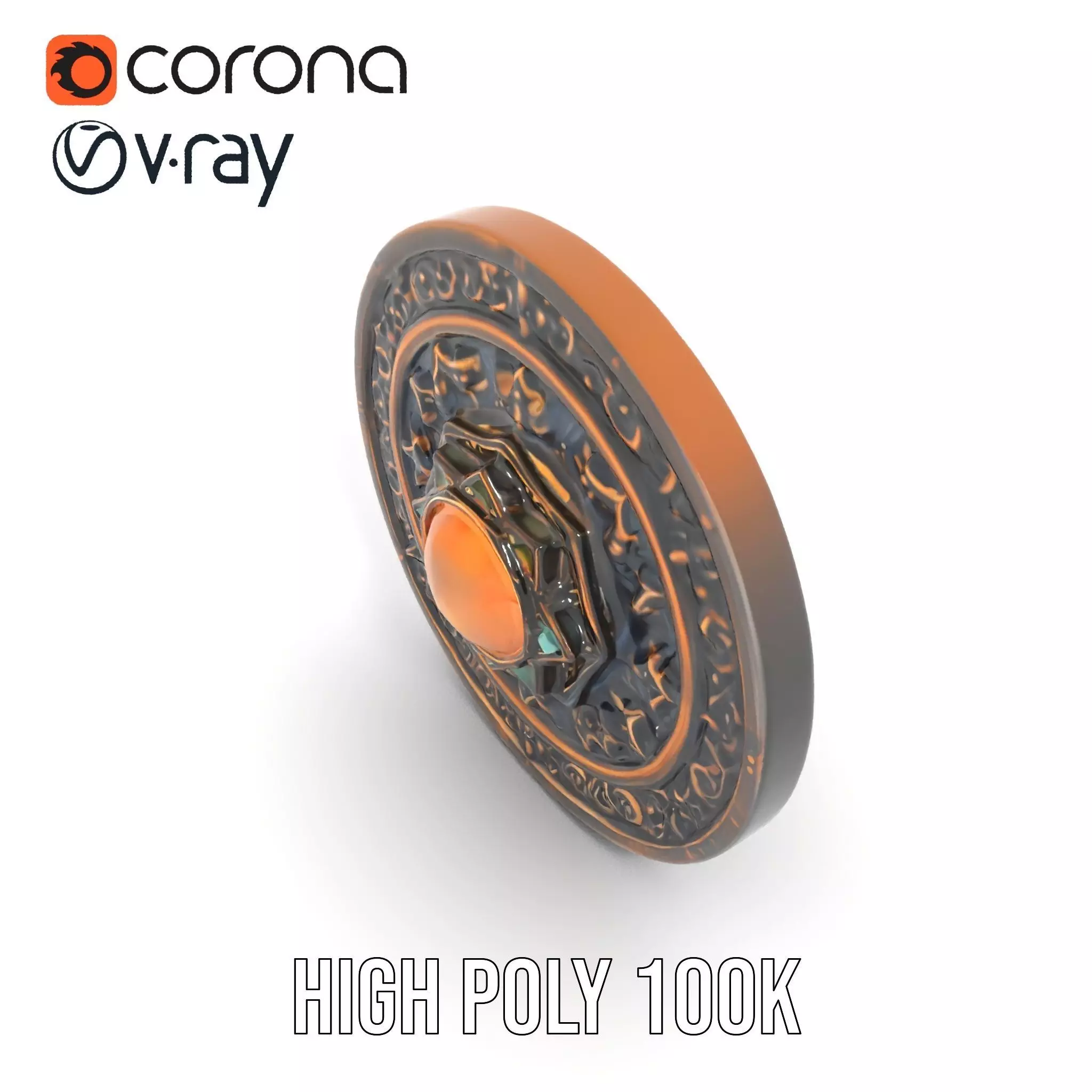 Ornate Bronze Medallion model pack Low-poly 3D model_21