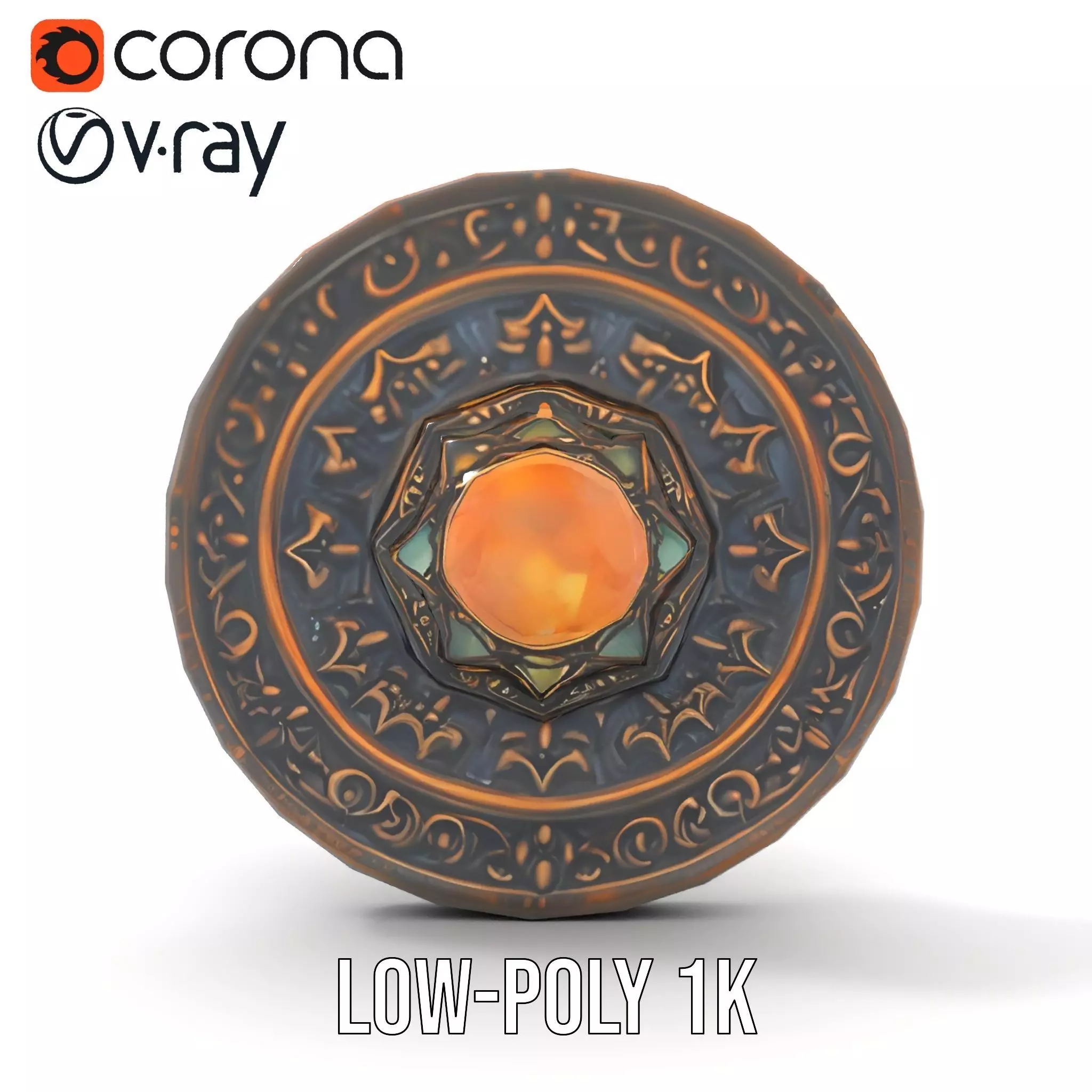 Ornate Bronze Medallion model pack Low-poly 3D model_20