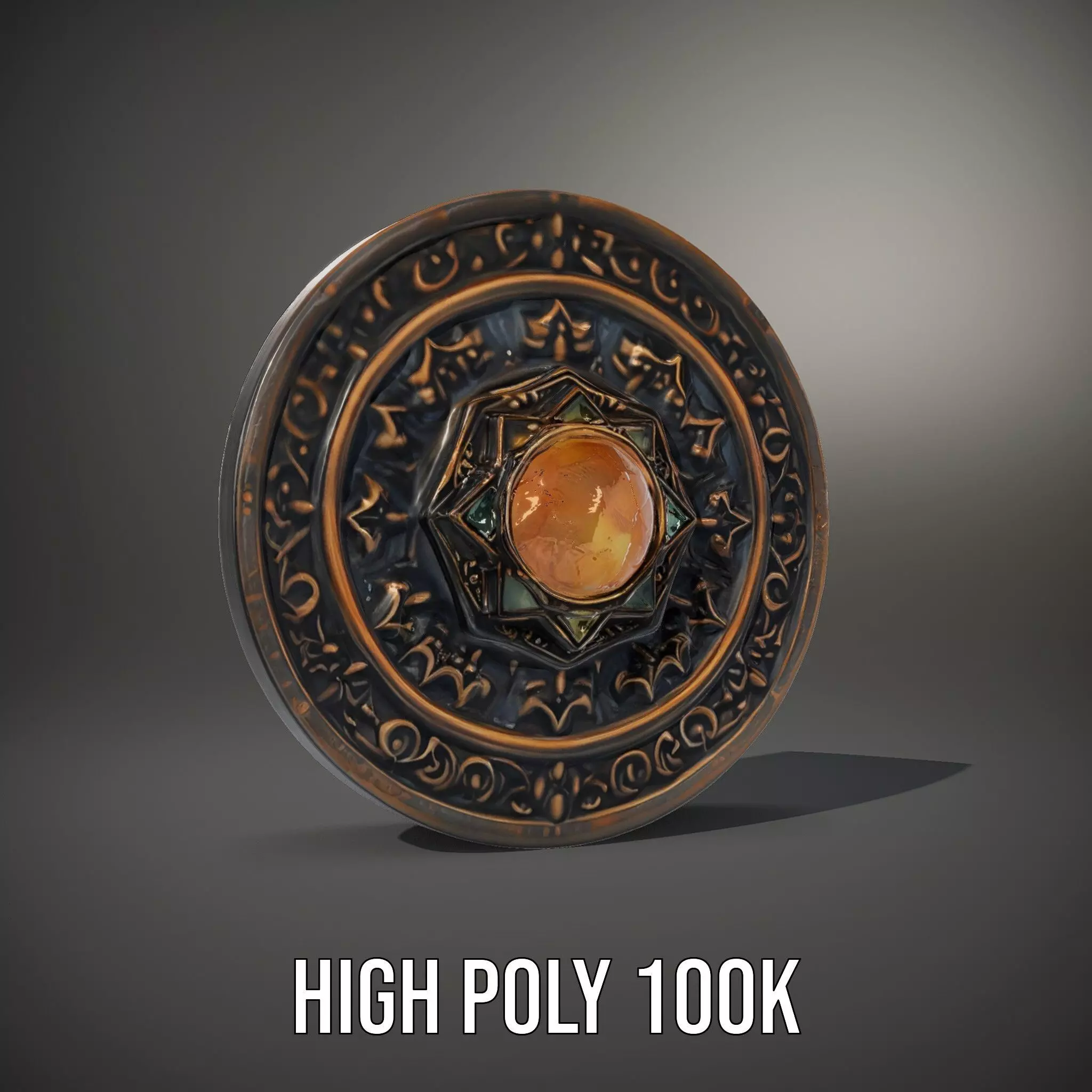 Ornate Bronze Medallion model pack Low-poly 3D model_12