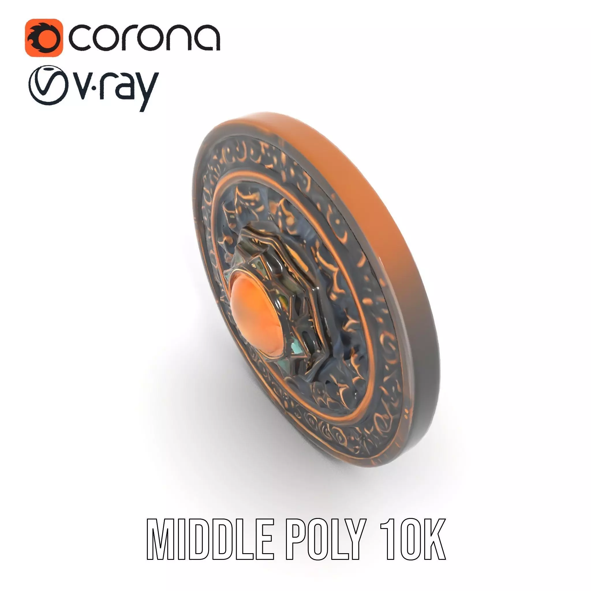 Ornate Bronze Medallion model pack Low-poly 3D model_6