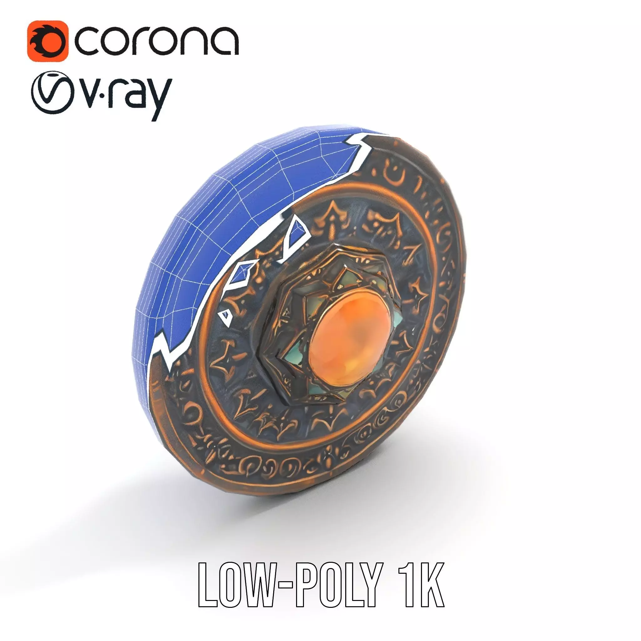 Ornate Bronze Medallion model pack Low-poly 3D model_11