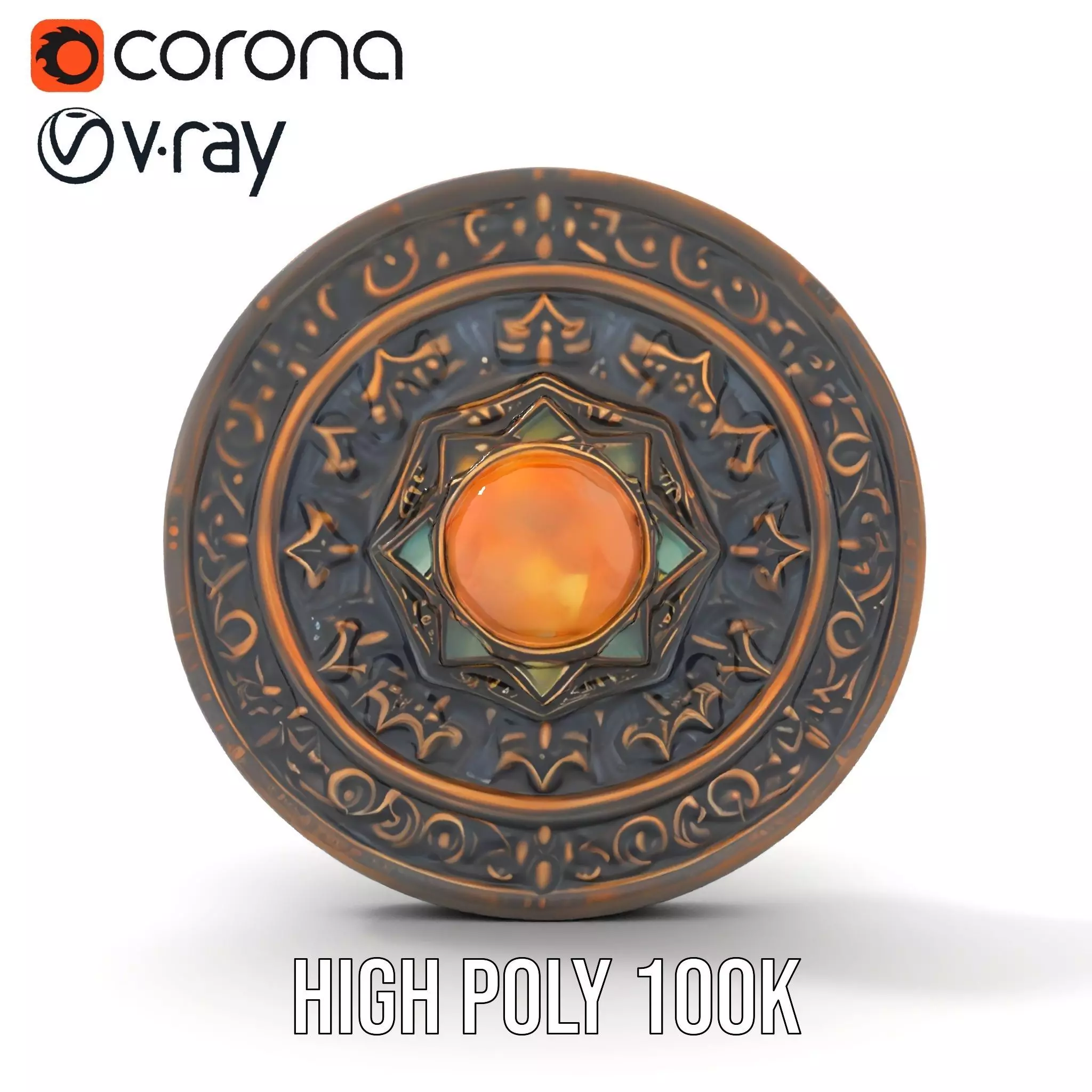 Ornate Bronze Medallion model pack Low-poly 3D model_29
