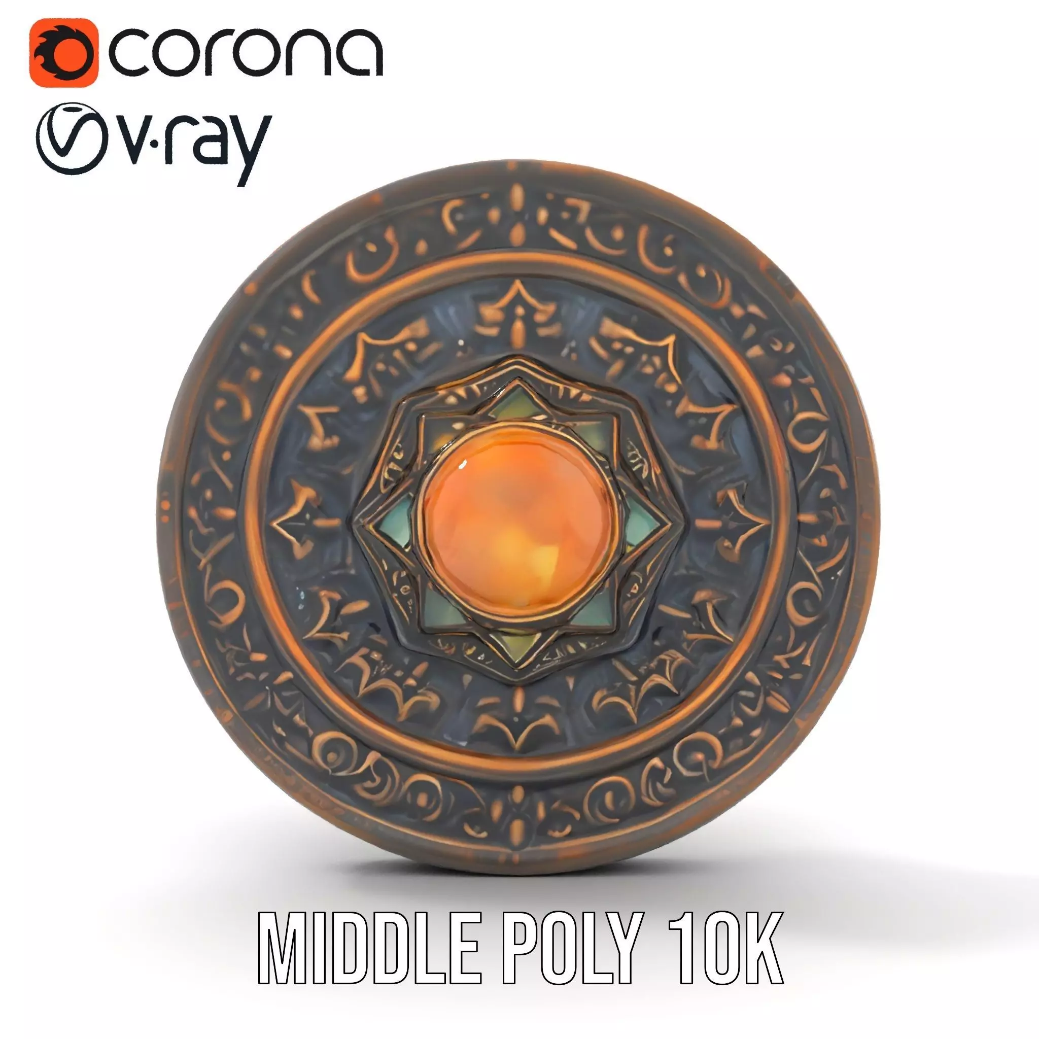 Ornate Bronze Medallion model pack Low-poly 3D model_13