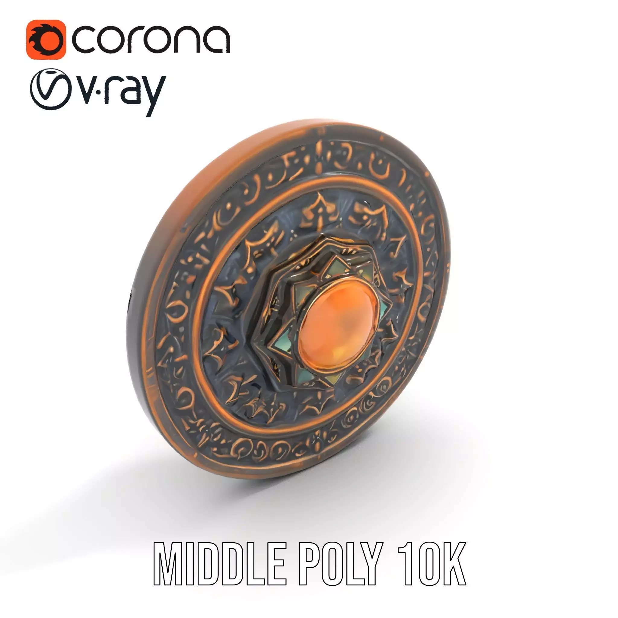 Ornate Bronze Medallion model pack Low-poly 3D model_19