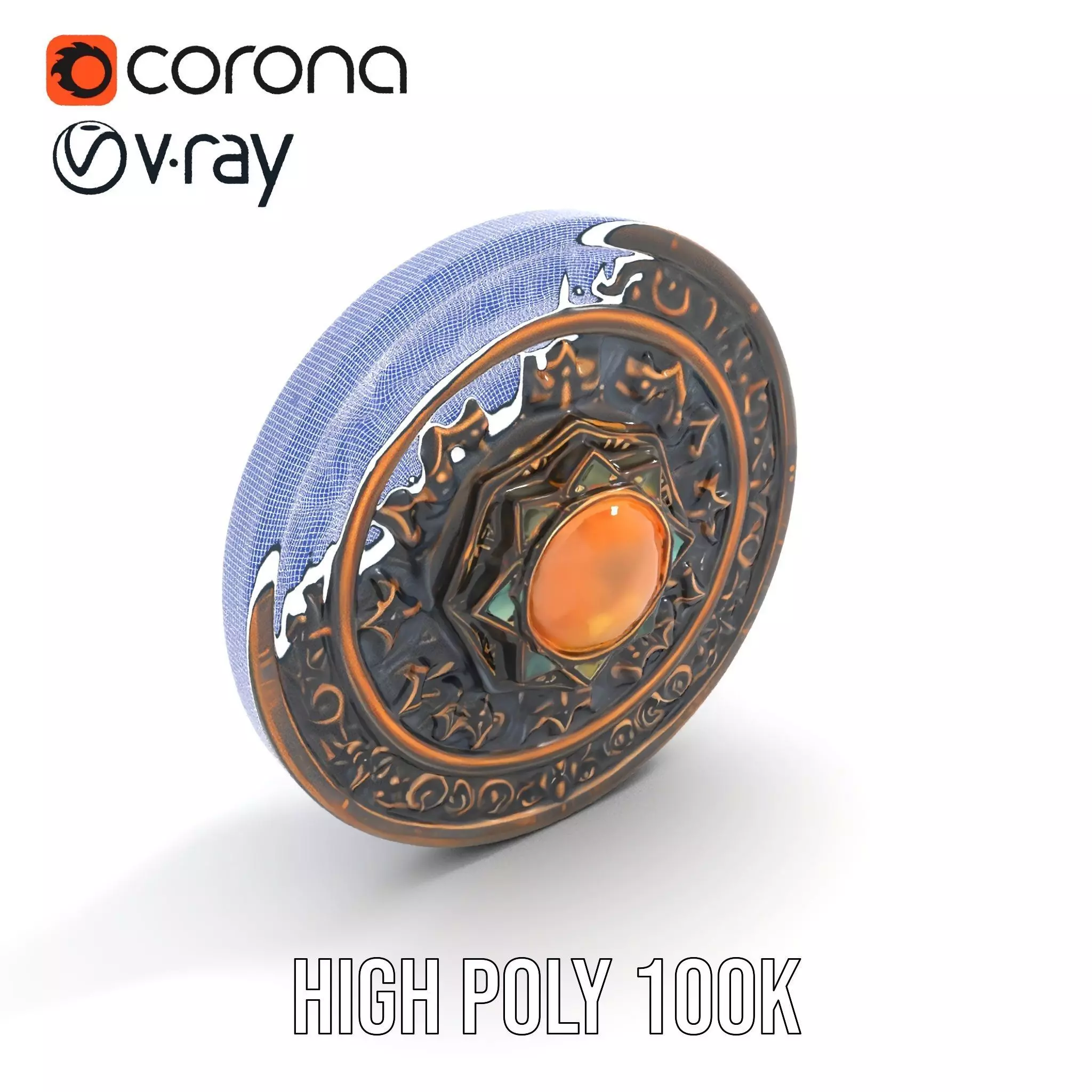 Ornate Bronze Medallion model pack Low-poly 3D model_26
