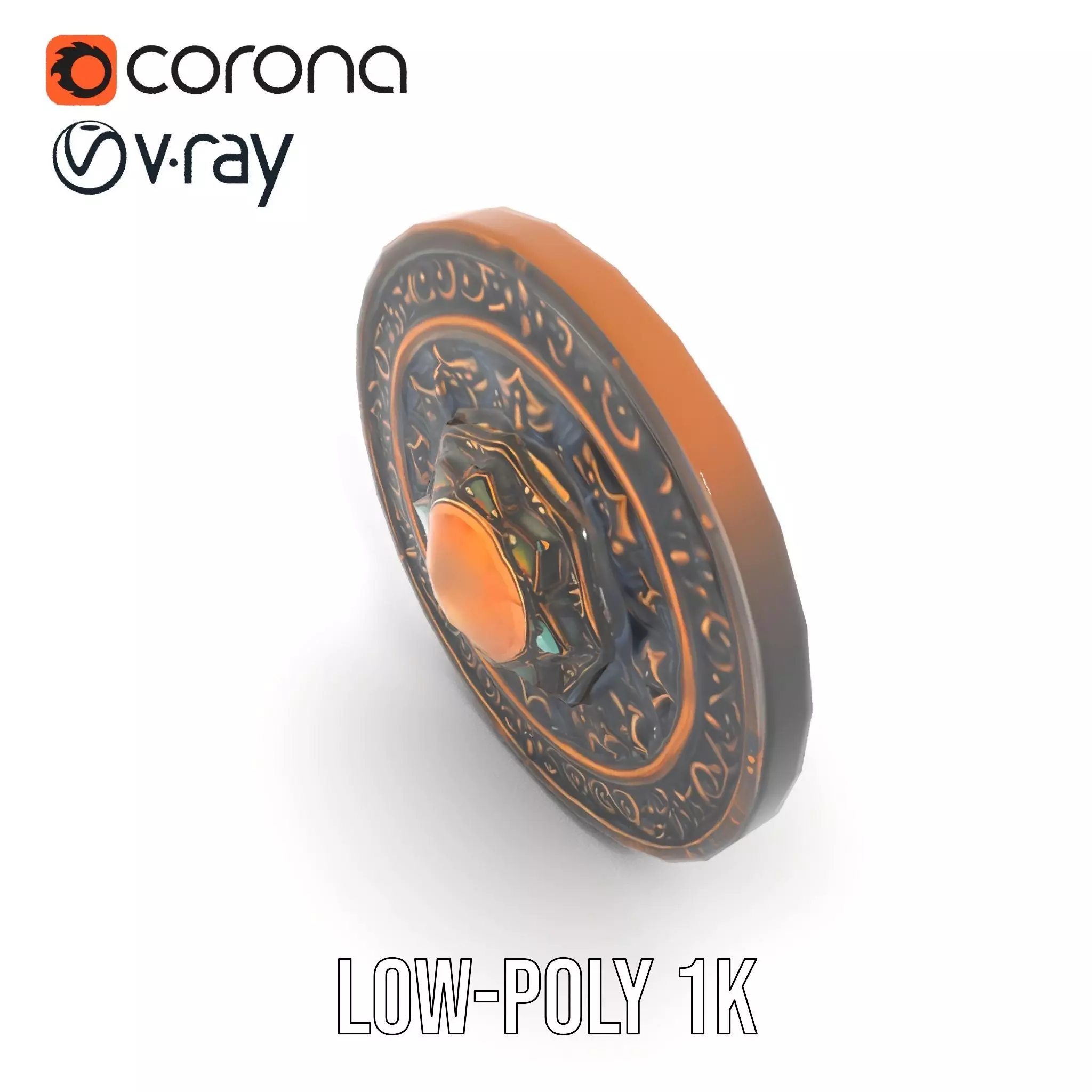 Ornate Bronze Medallion model pack Low-poly 3D model_9