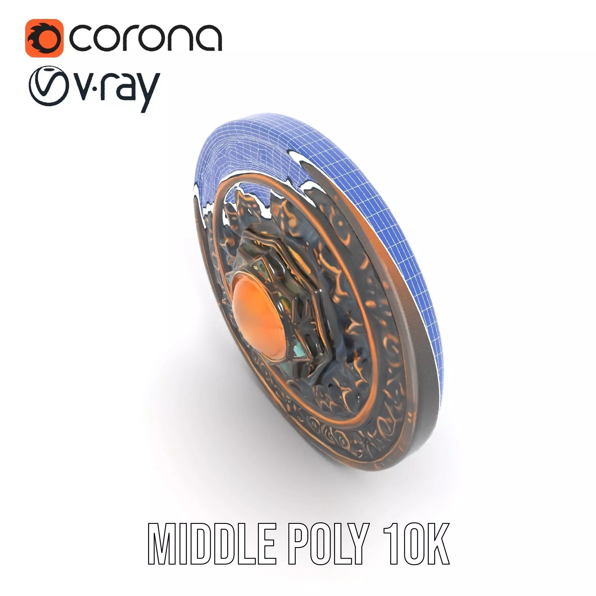 Ornate Bronze Medallion model pack Low-poly 3D model_16