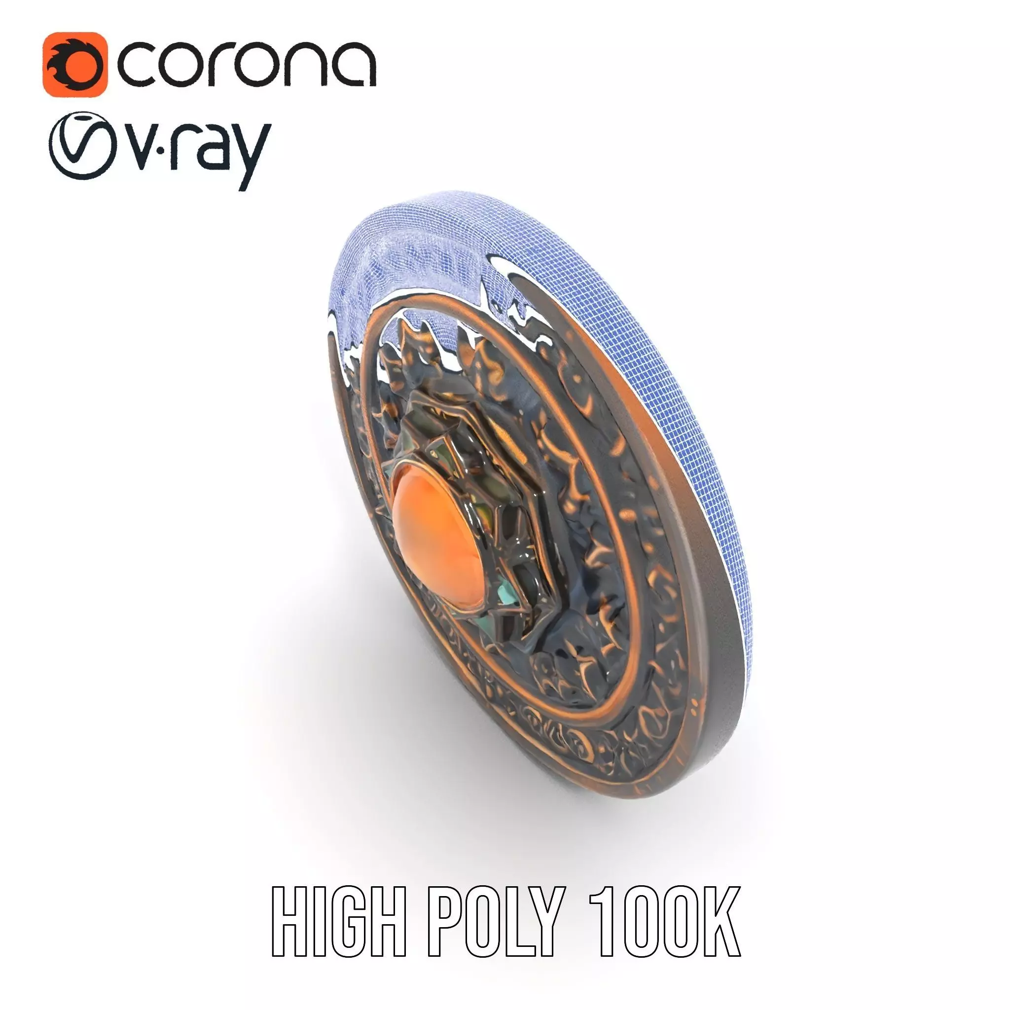 Ornate Bronze Medallion model pack Low-poly 3D model_32