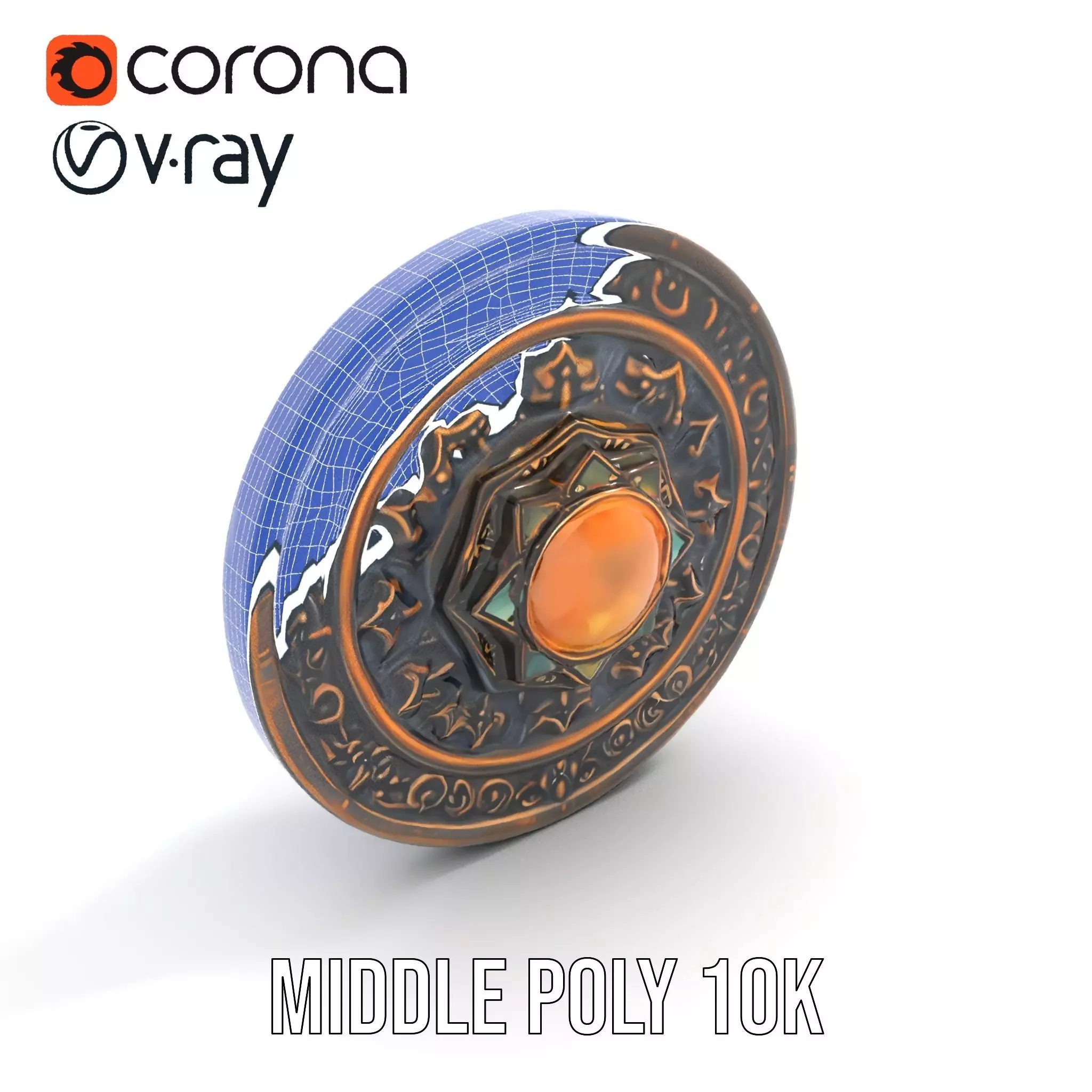 Ornate Bronze Medallion model pack Low-poly 3D model_10