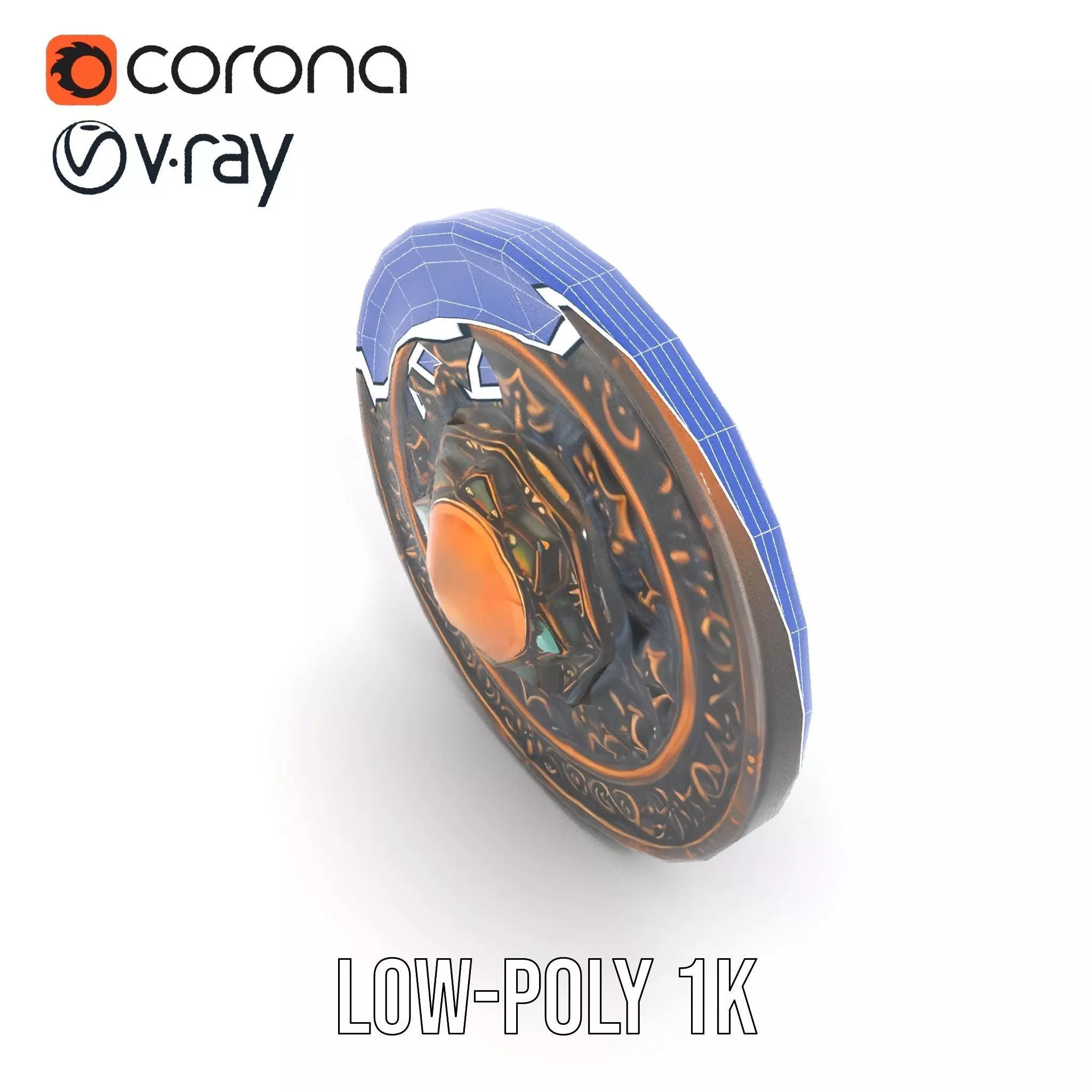 Ornate Bronze Medallion model pack Low-poly 3D model_25