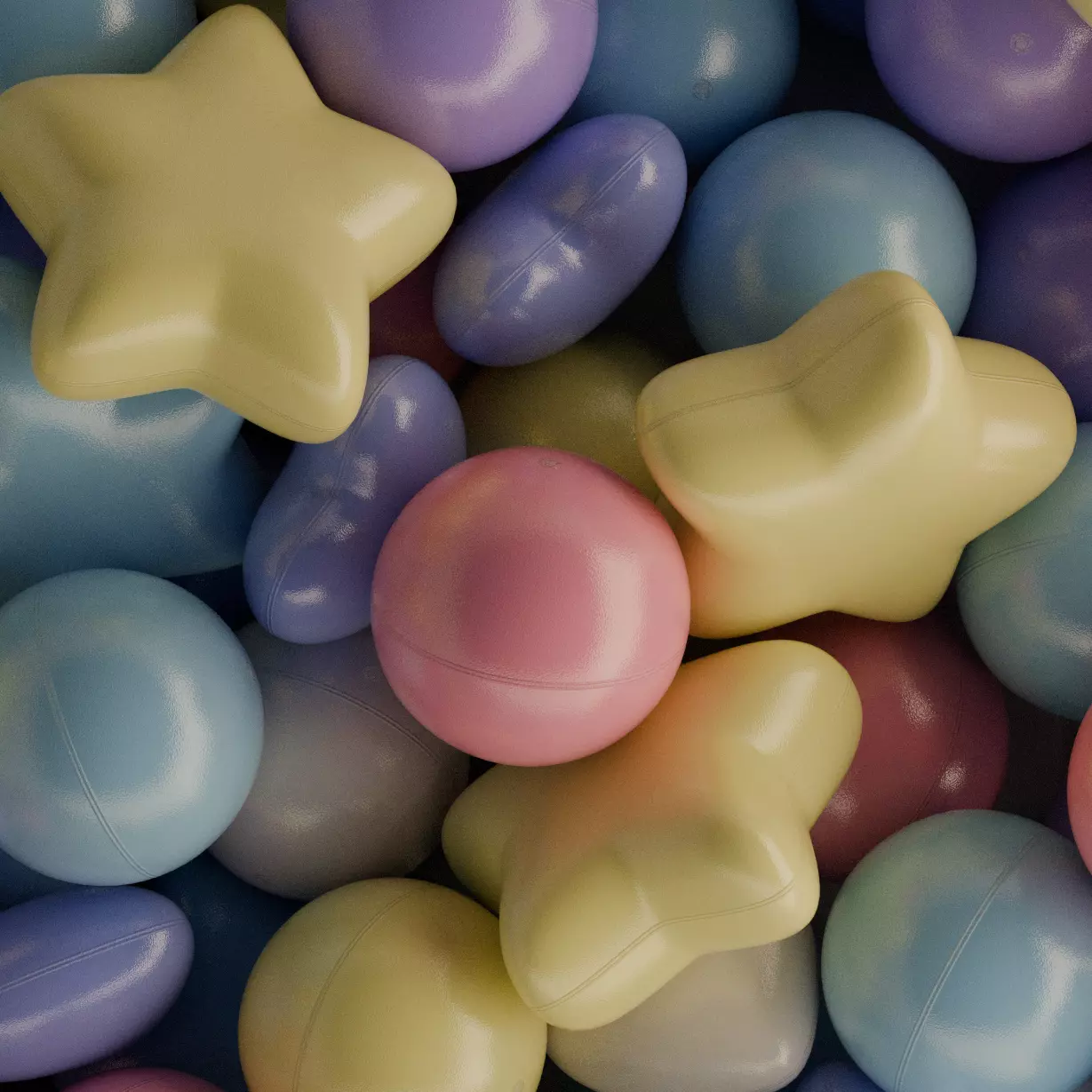 pastel colorball set 9 ver Low-poly 3D model_2