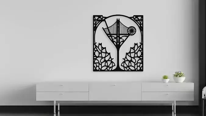 Art Deco Suspension Bridge Wall Art Decor