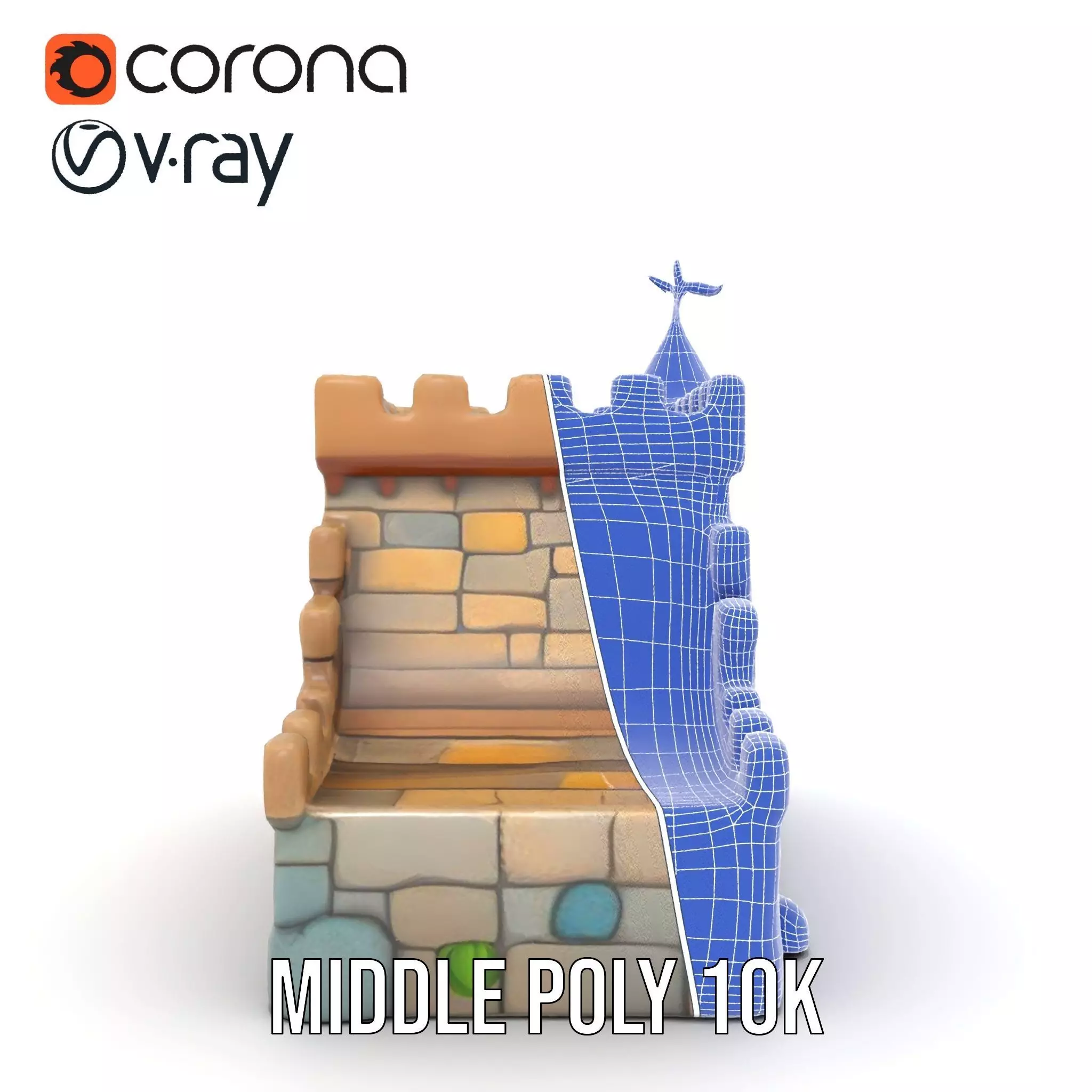 Classic Stone Fortress model pack Low-poly 3D model_31