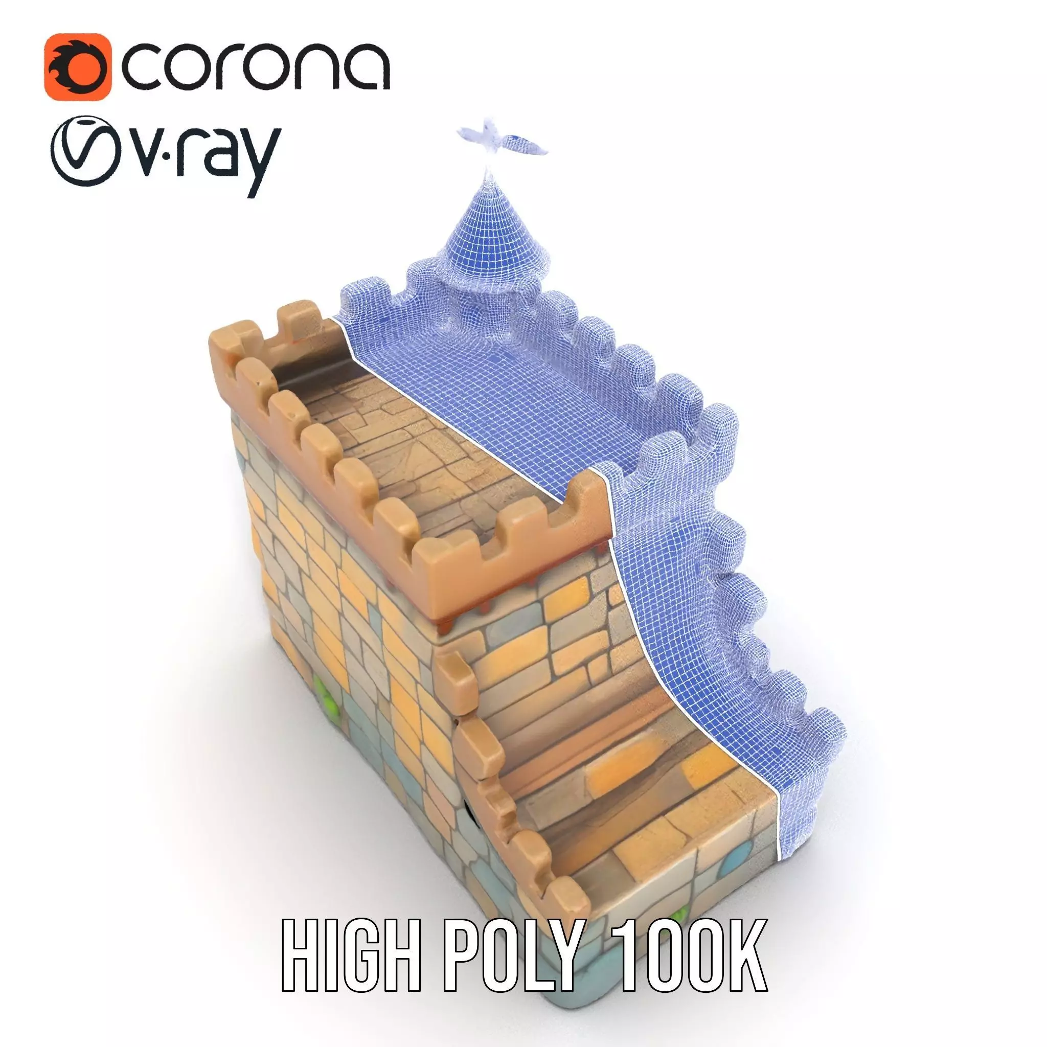 Classic Stone Fortress model pack Low-poly 3D model_33