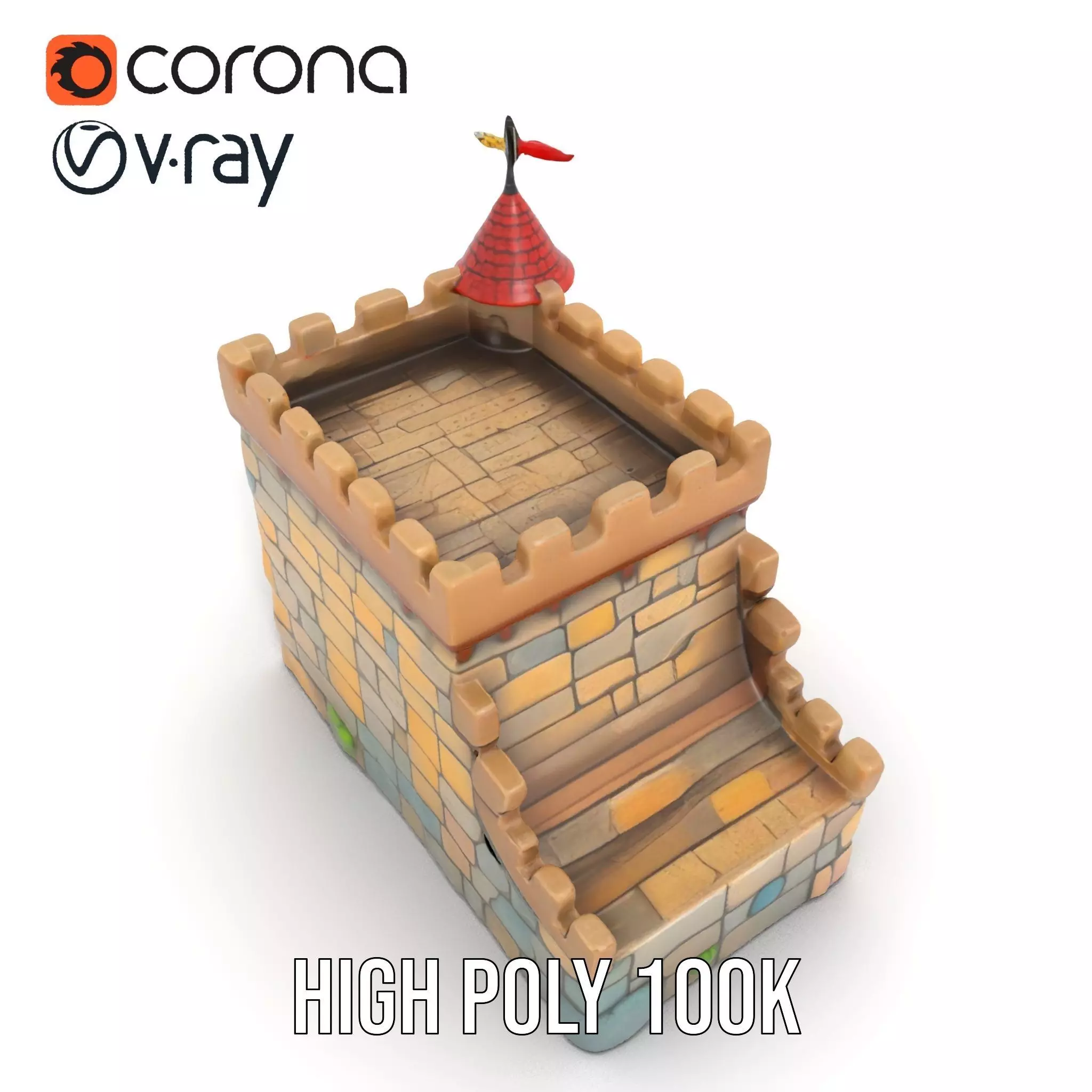 Classic Stone Fortress model pack Low-poly 3D model_18