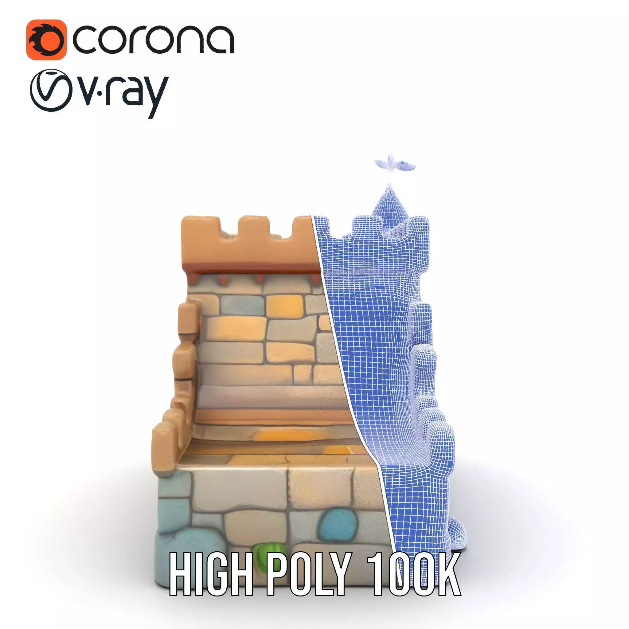 Classic Stone Fortress model pack Low-poly 3D model_35