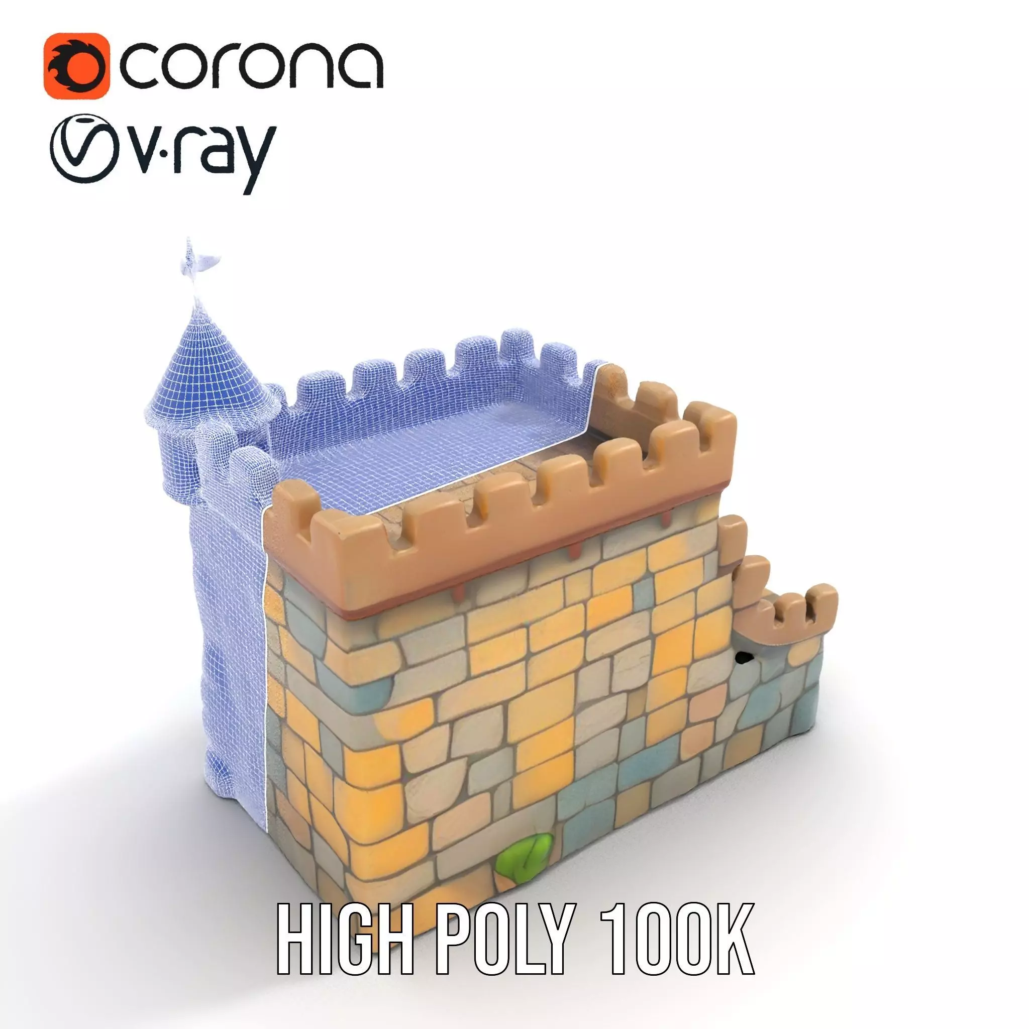 Classic Stone Fortress model pack Low-poly 3D model_30
