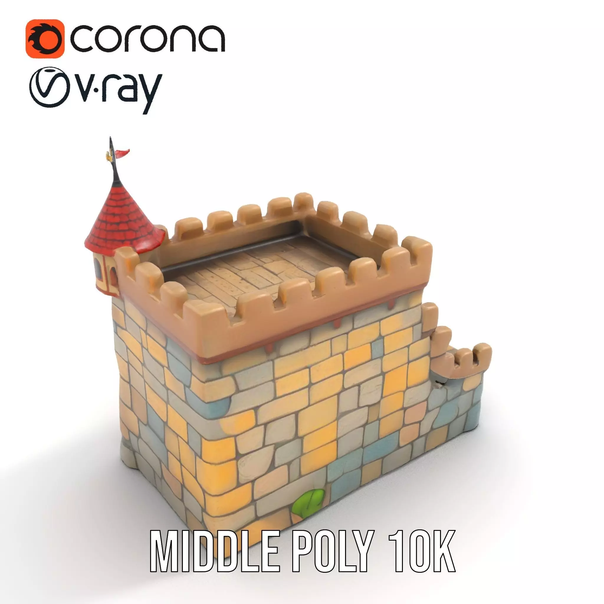 Classic Stone Fortress model pack Low-poly 3D model_7