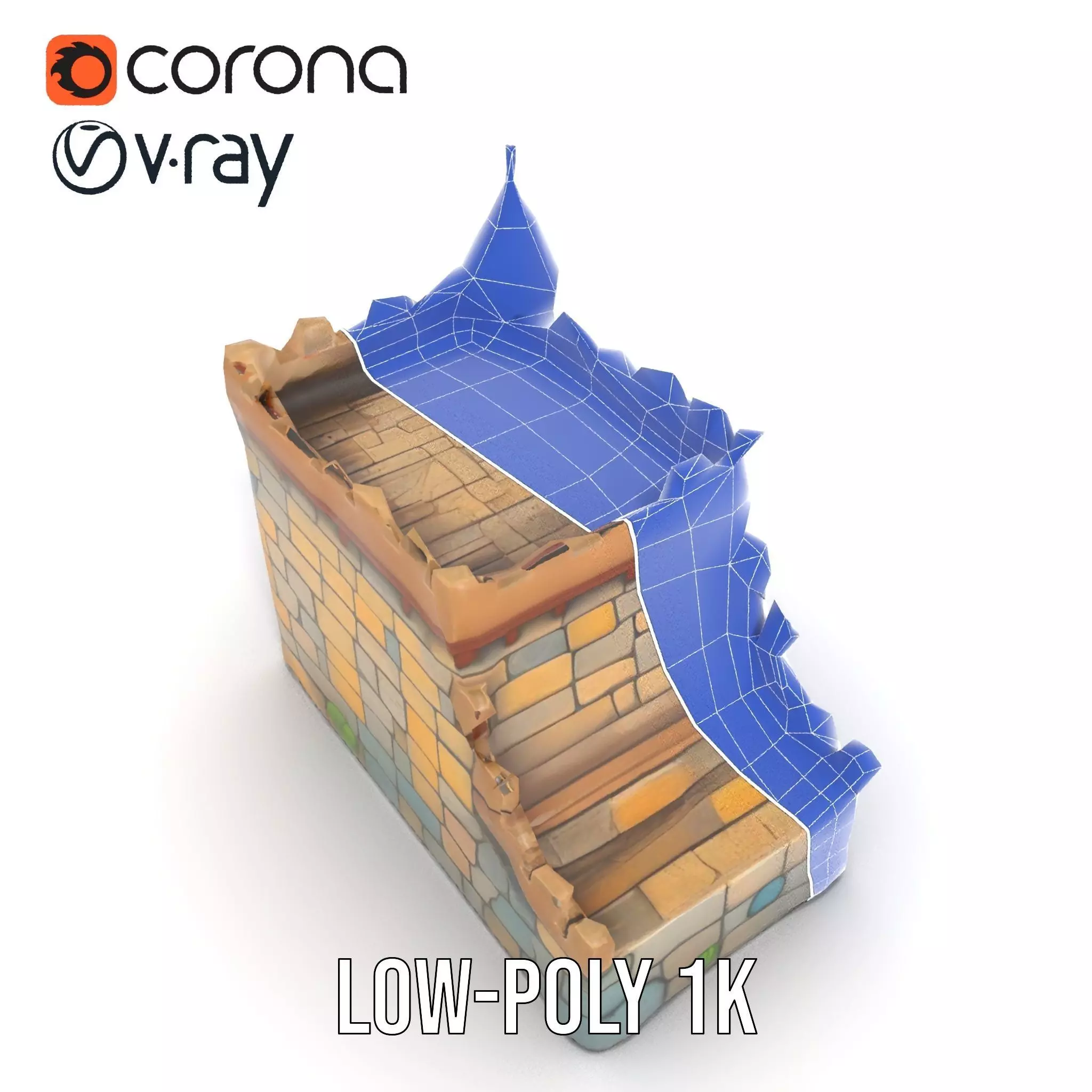 Classic Stone Fortress model pack Low-poly 3D model_17