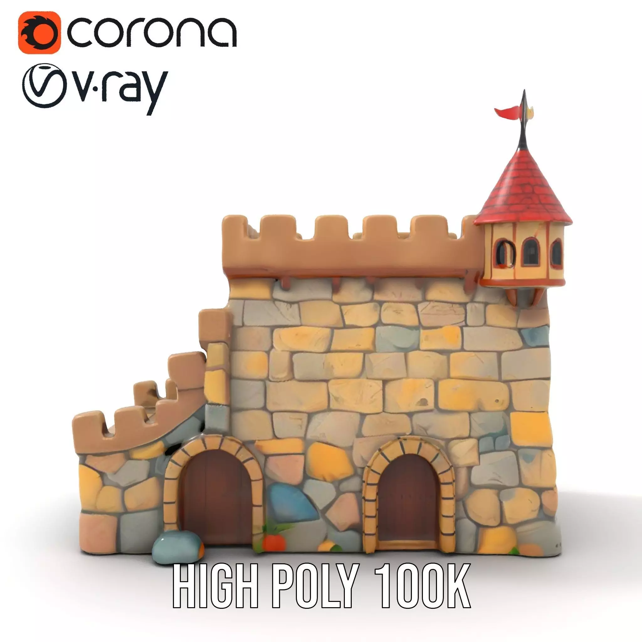 Classic Stone Fortress model pack Low-poly 3D model_24